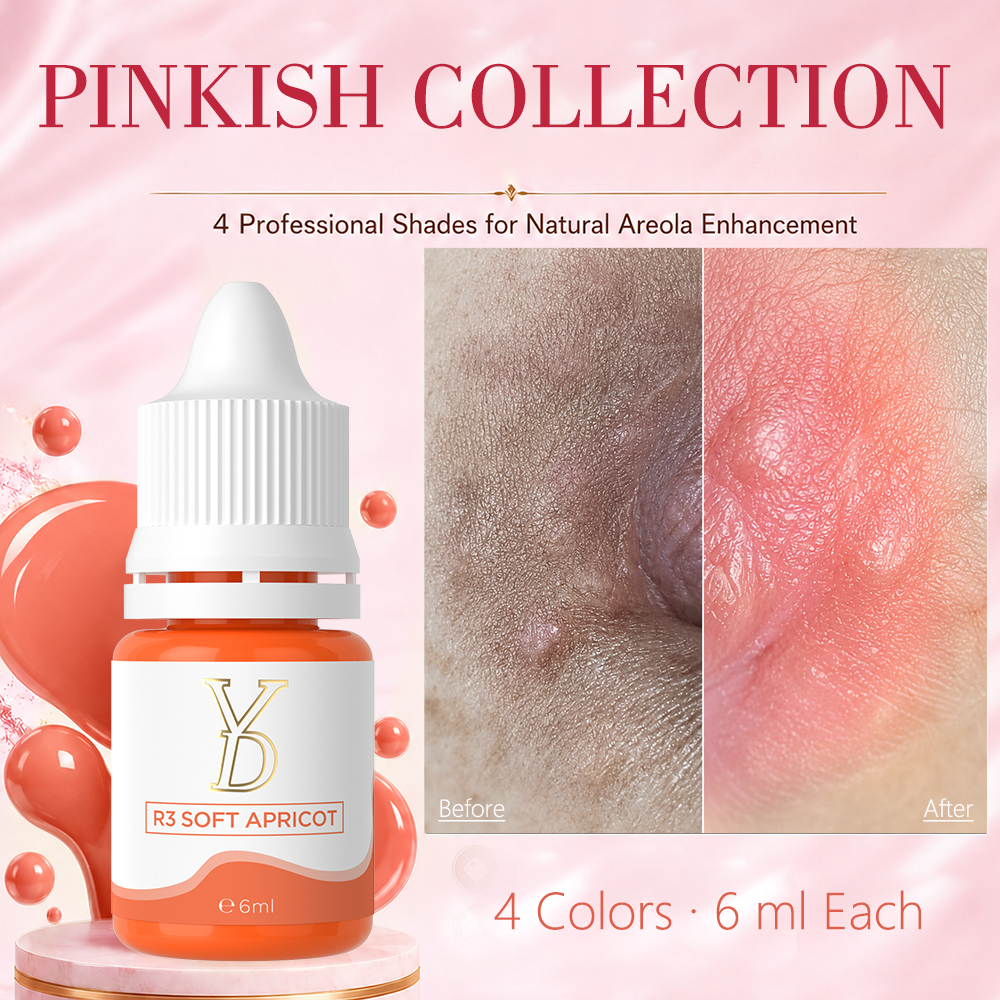 YDPMU Areola Pinkish Collection – 4-Color PMU Pigment Set, 6 ml Each