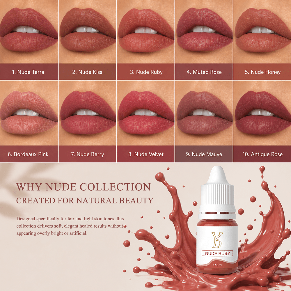 YDPMU Powder Nude Lips Pigment 6ml - 10 Nude Shades | Lip Blush & Ombre Lips PMU