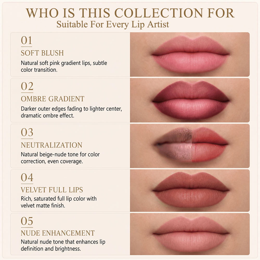 YDPMU Powder Nude Lips Pigment 6ml - 10 Nude Shades | Lip Blush & Ombre Lips PMU