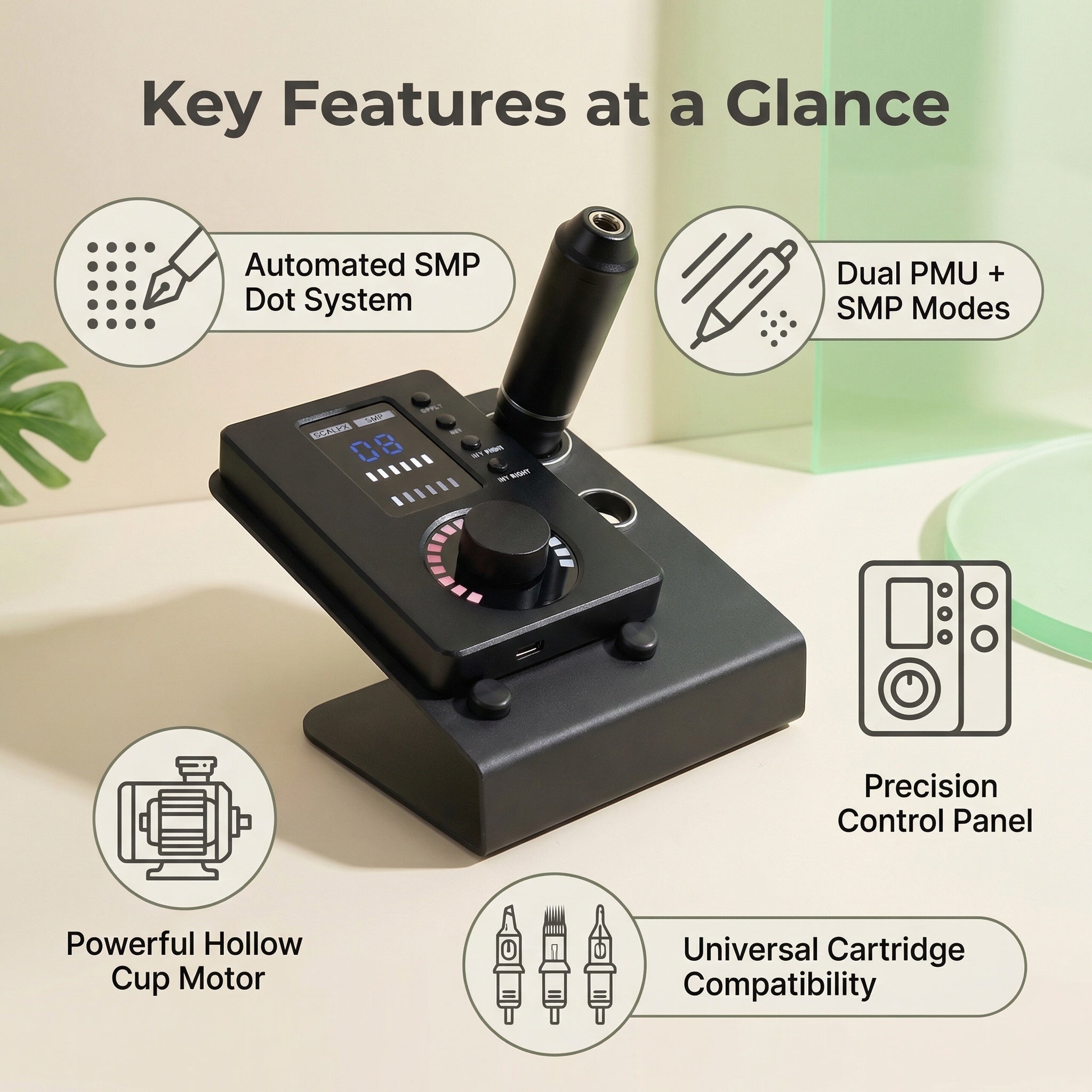 YDPMU ScalpX Micropigmentation Machine Pro Permanent Makeup Machine with 3.5mm Stroke Pen