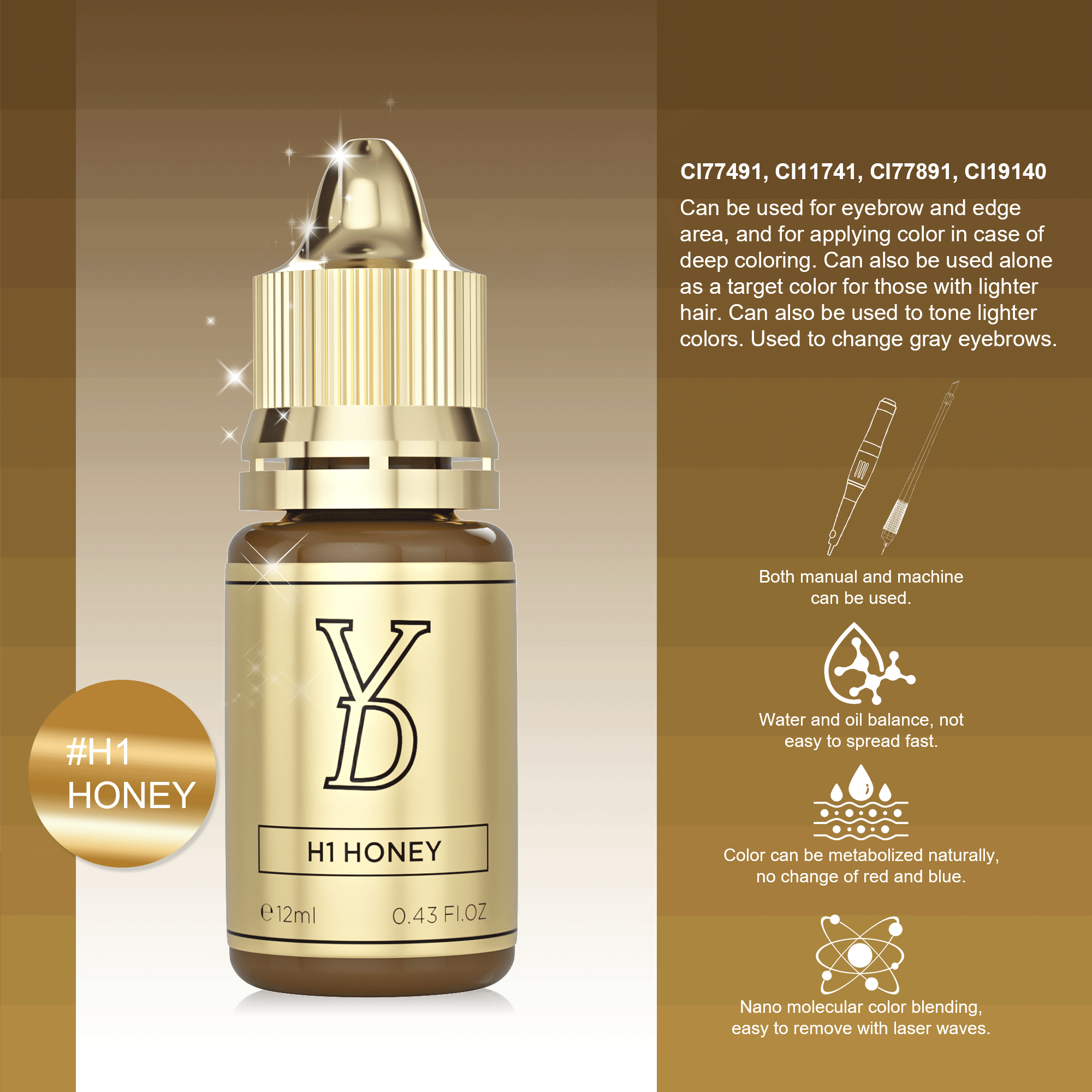 YDPMU Hybrid Cream Pigment For Brows - 8 Shades Available