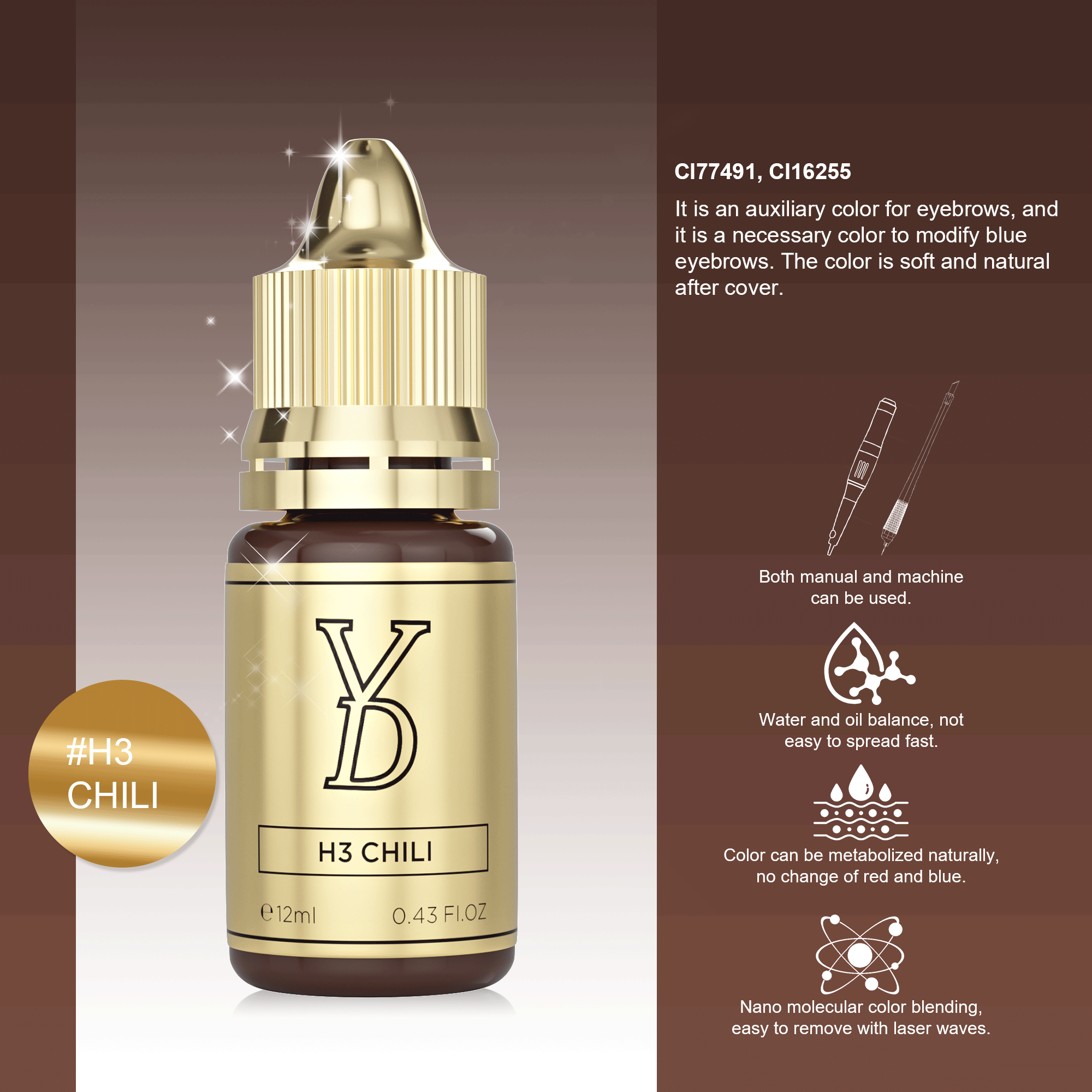 YDPMU Hybrid Cream Pigment For Brows - 8 Shades Available