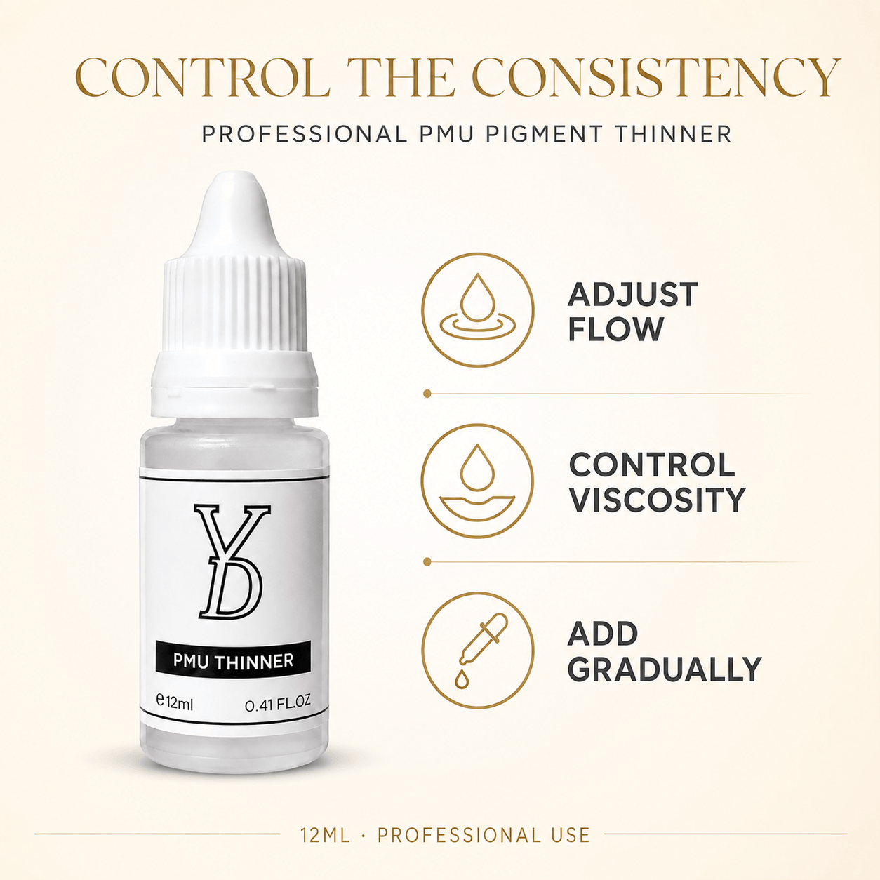 YDPMU PMU Thinner 12ml for adjusting pigment flow, controlling viscosity and gradual dilution
