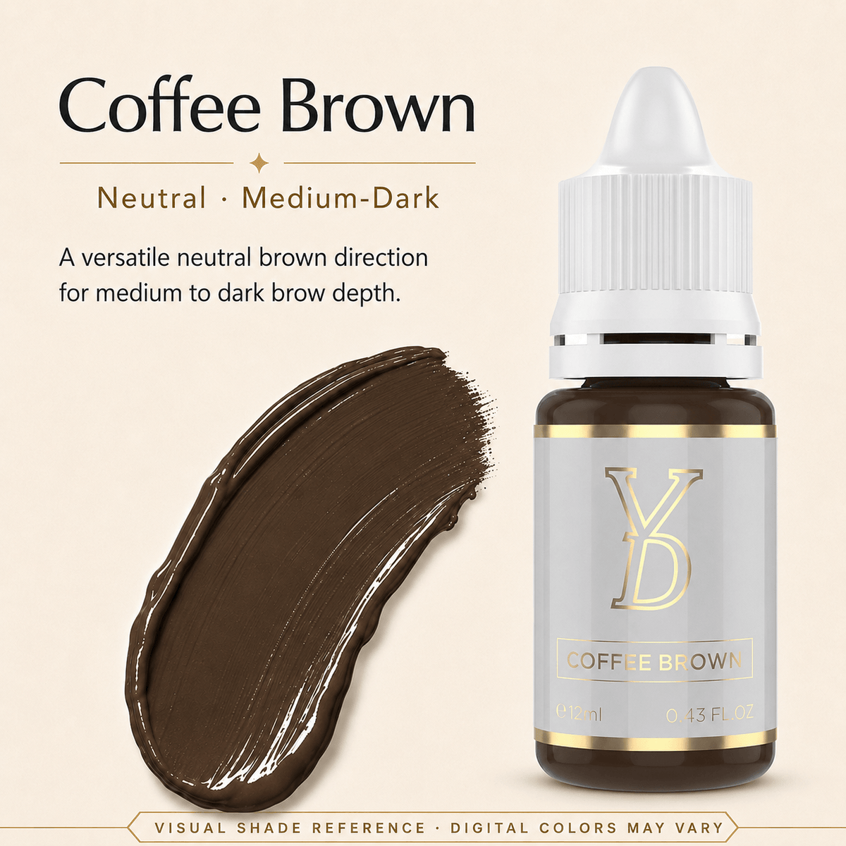 YDPMU INOCREAM Coffee Brown neutral medium-dark inorganic brow pigment with cream swatch