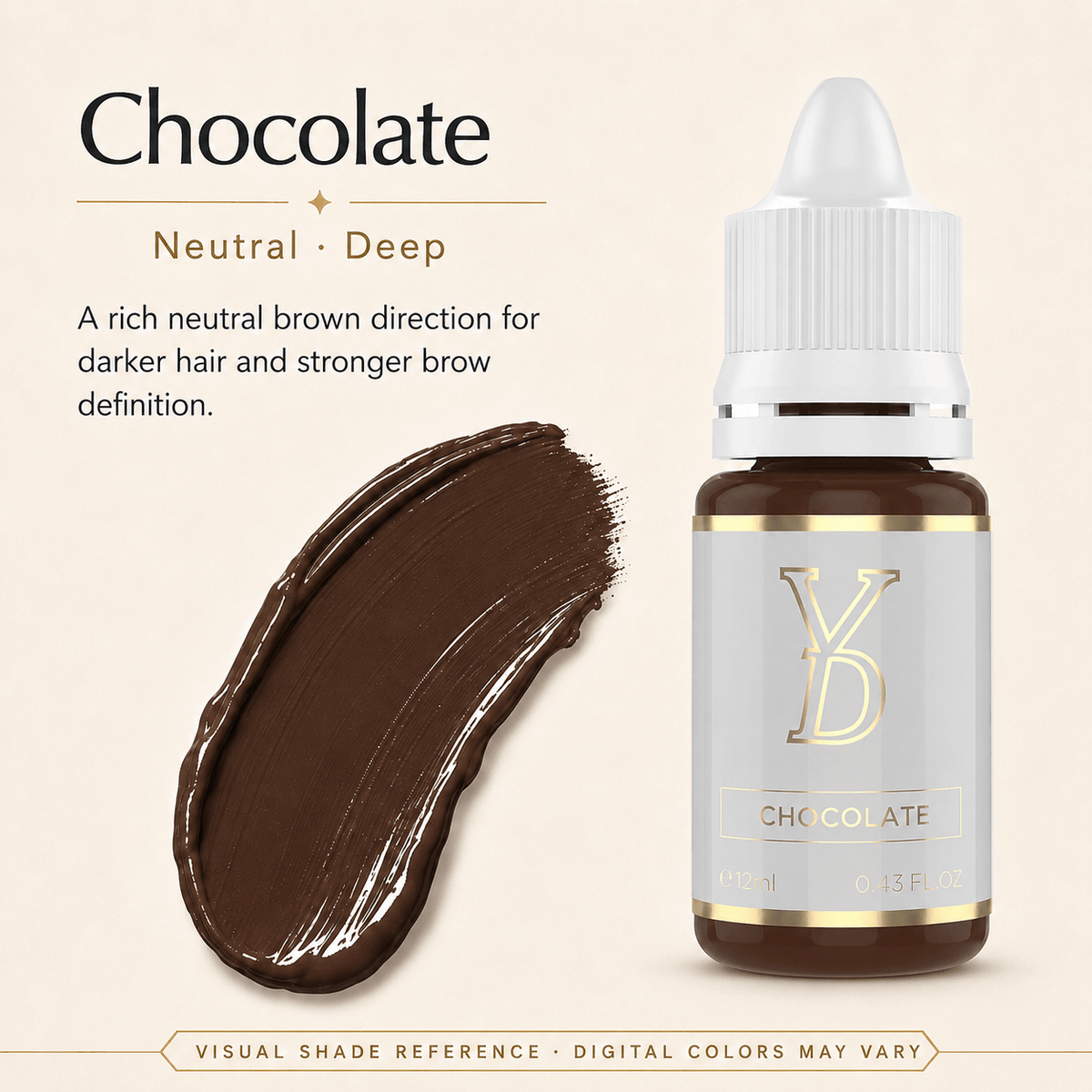 YDPMU INOCREAM Chocolate neutral deep inorganic brow pigment with rich brown cream swatch