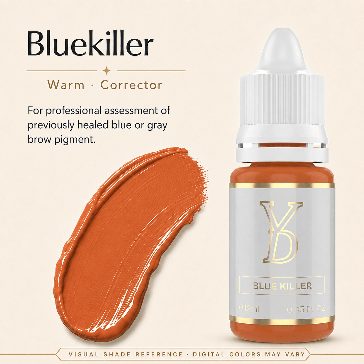 YDPMU INOCREAM Bluekiller warm correction shade for professional assessment of healed blue or gray brow pigment