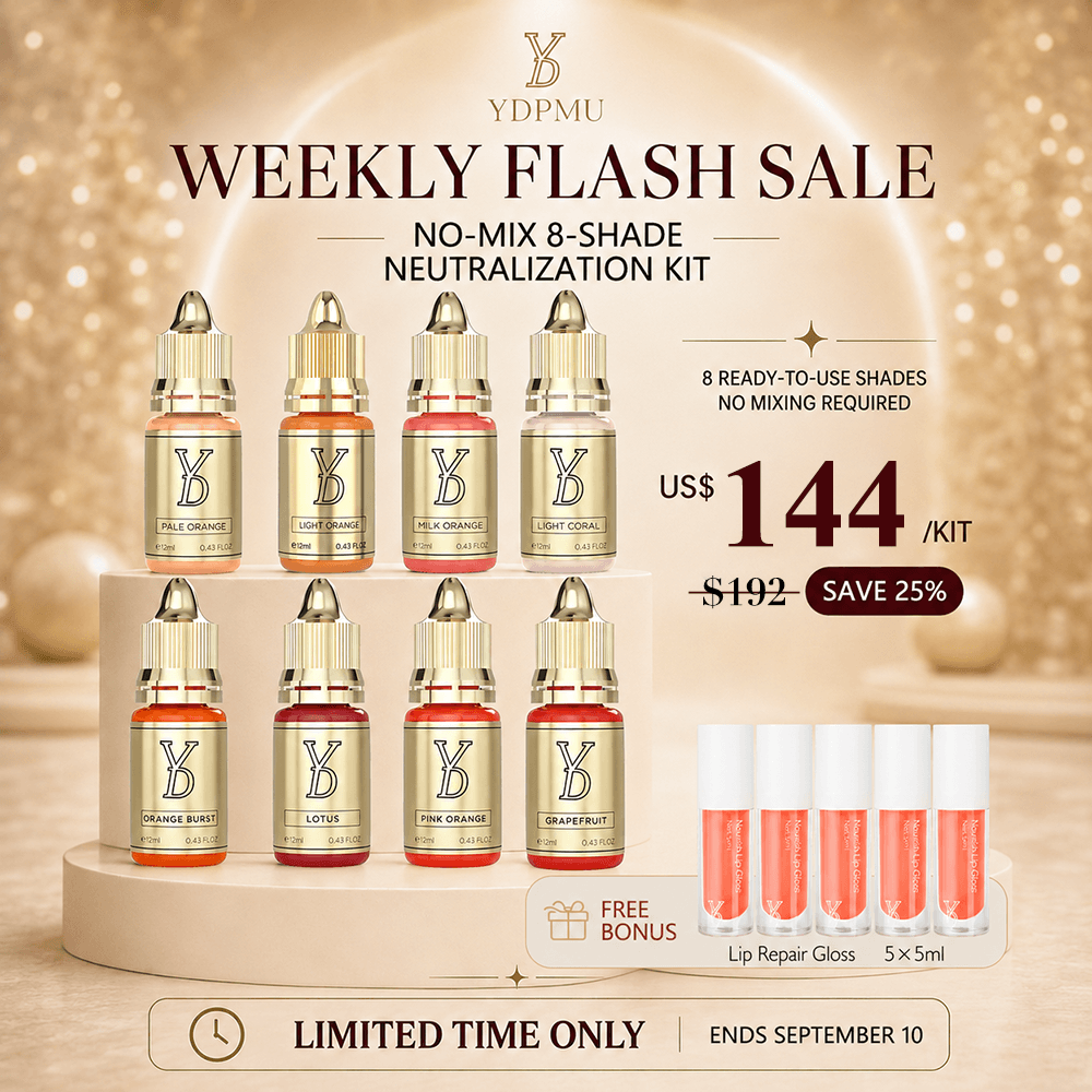 YDPMU NEO Organic No-Mix 8-shade dark lip neutralization kit with five free Lip Repair Glosses