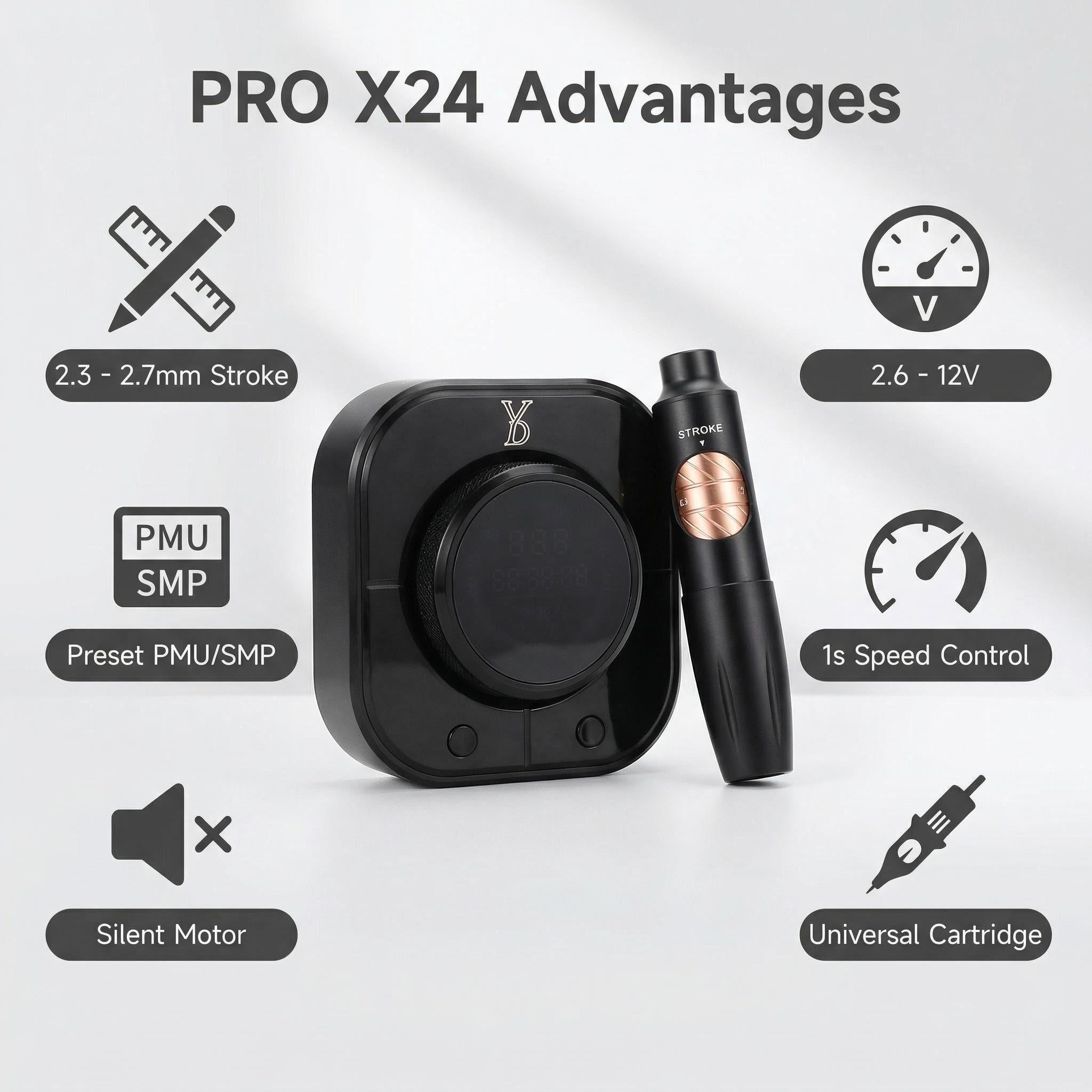 YDPMU Blink 1.0 Plus X24 Permanent Makeup Machine with 2.3-2.7mm Adjustable Stroke