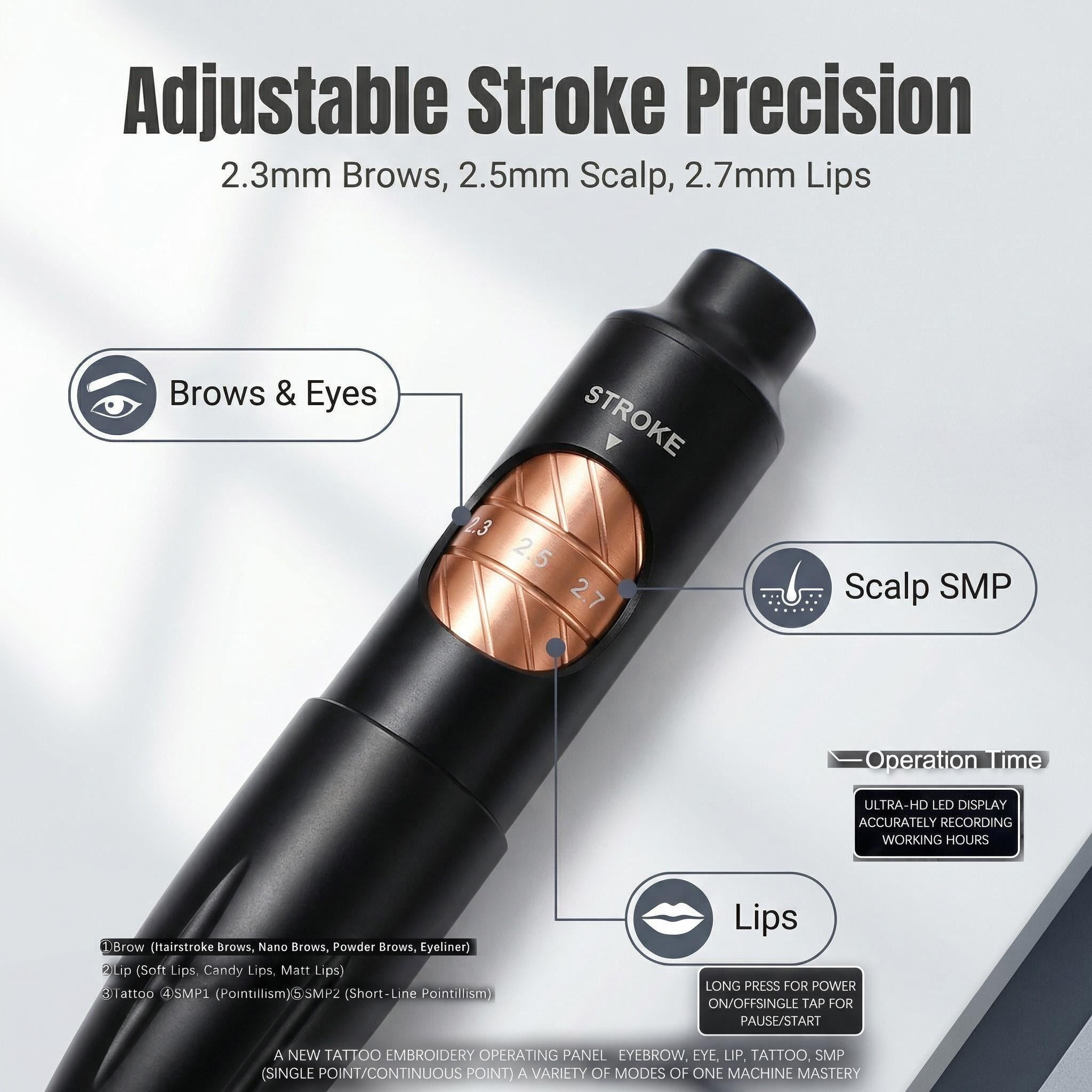YDPMU Blink 1.0 Plus X24 Permanent Makeup Machine with 2.3-2.7mm Adjustable Stroke