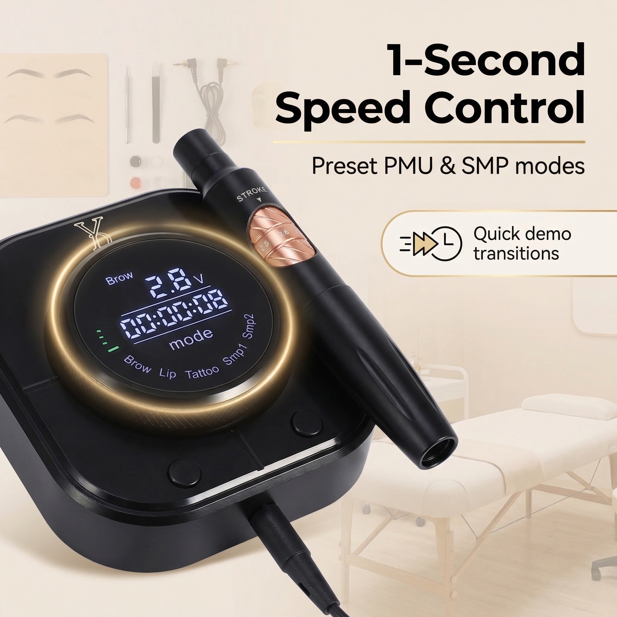 YDPMU Blink 1.0 Plus X24 Permanent Makeup Machine with 2.3-2.7mm Adjustable Stroke