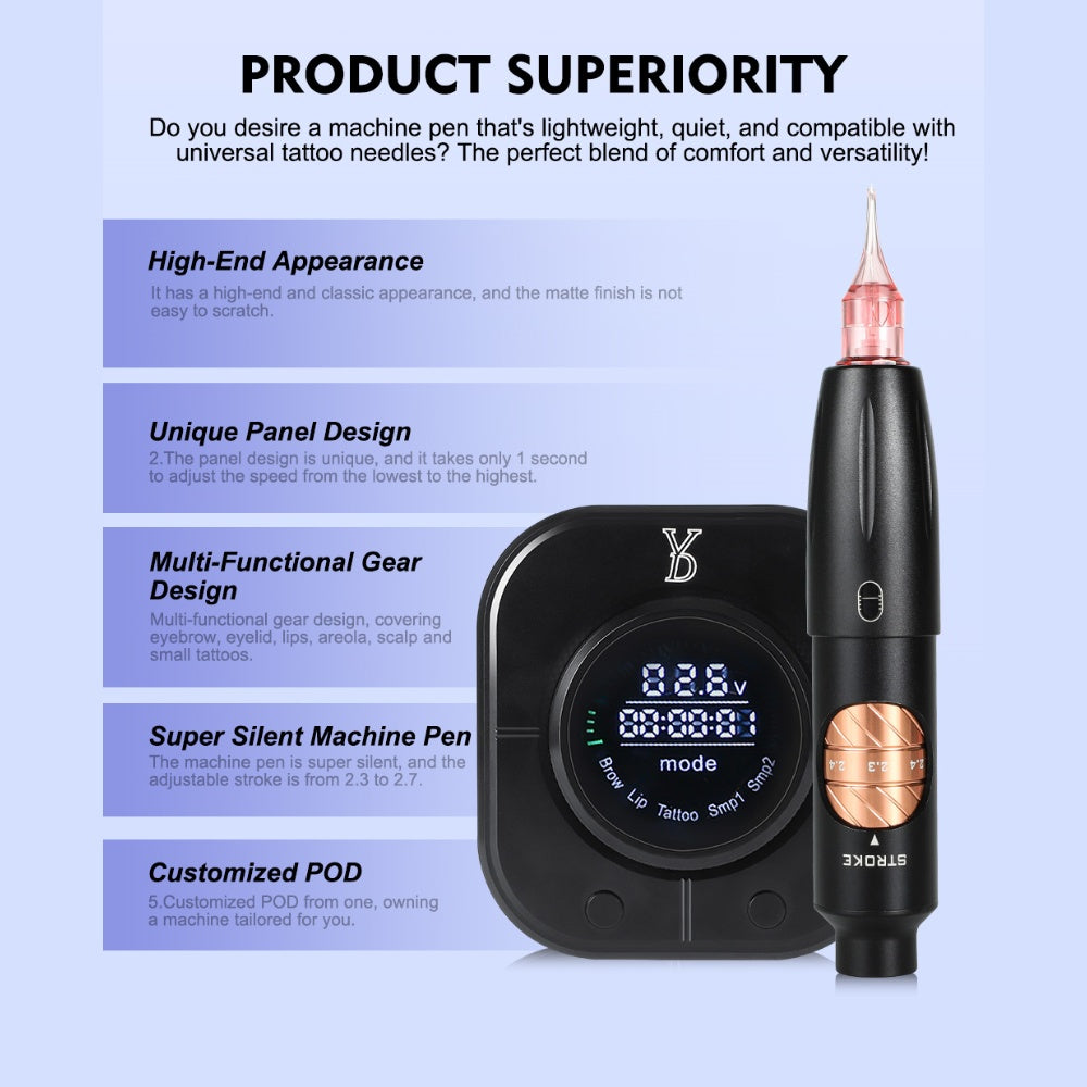 YDPMU Blink 1.0 Plus X24 Permanent Makeup Machine with 2.3-2.7mm Adjustable Stroke
