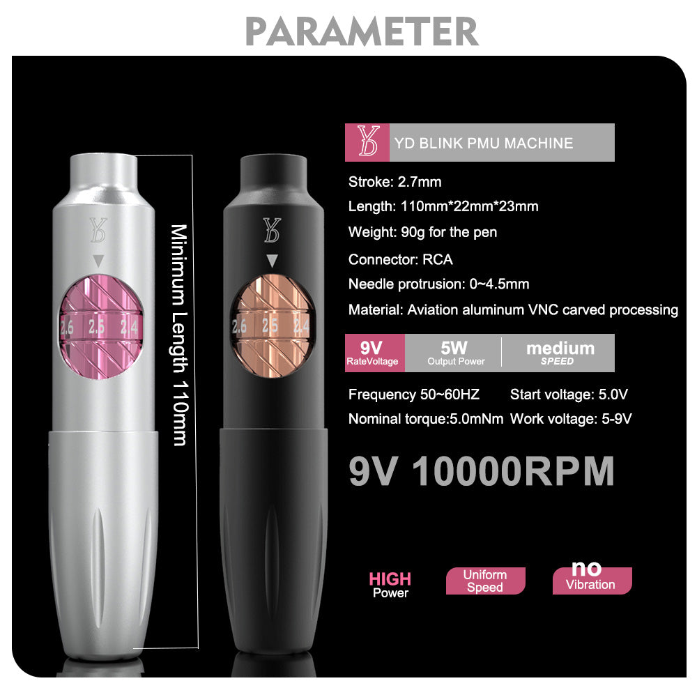 YDPMU BLINK 1.0 Pro Permanent Makeup Machine Pen with 2.3-2.7mm Adjustable Stroke
