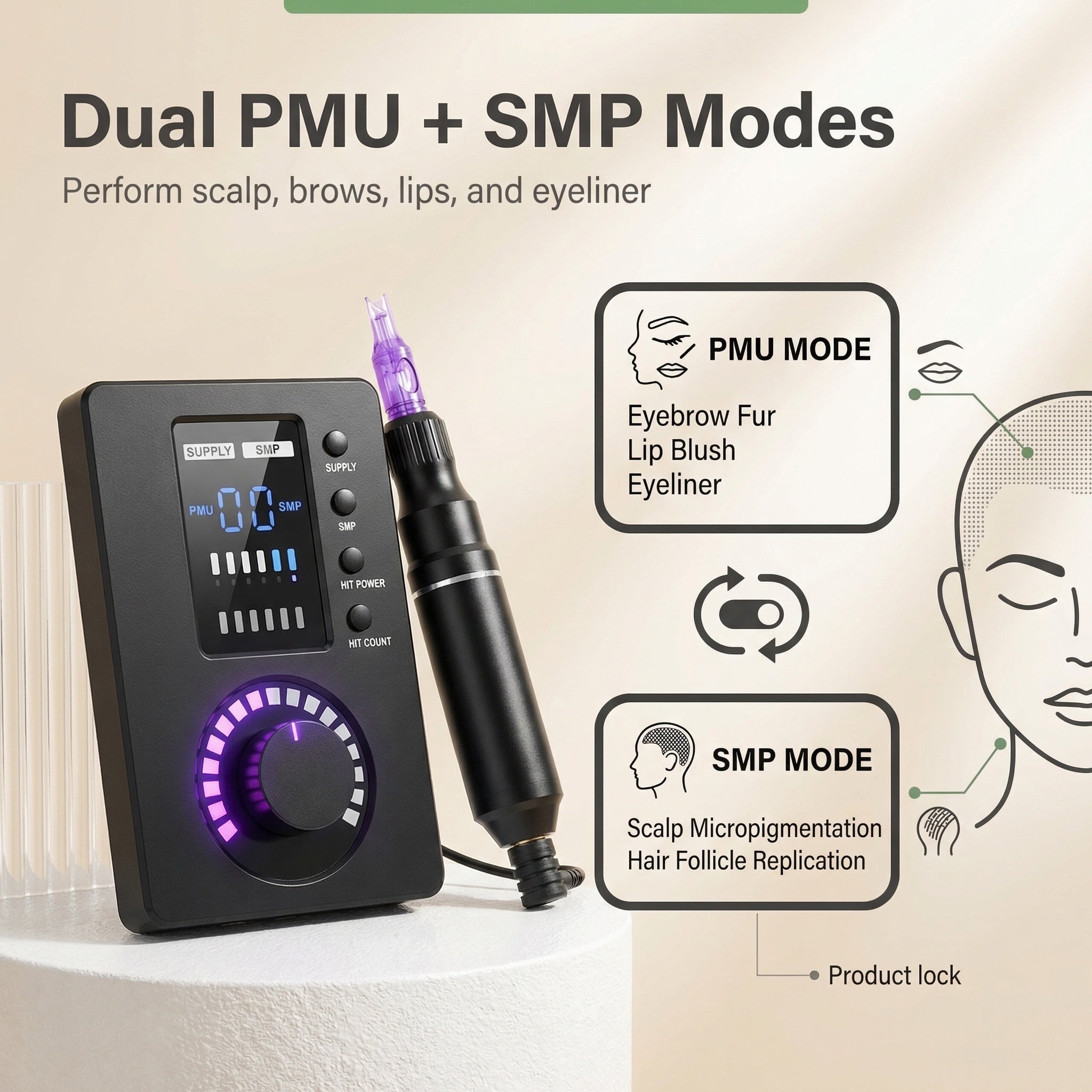 YDPMU ScalpX Micropigmentation Machine Pro Permanent Makeup Machine with 3.5mm Stroke Pen