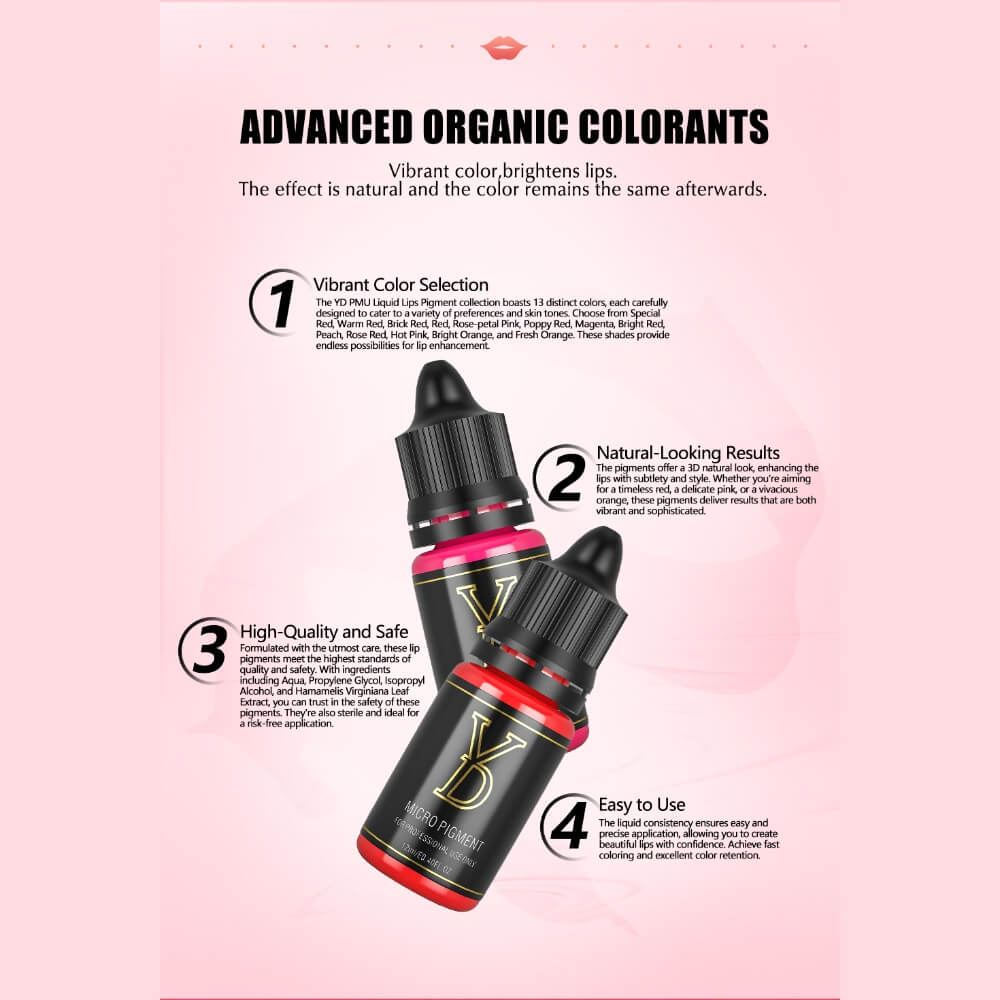 YDPMU NANO Organic Liquid Pigments for Soft Lips Set