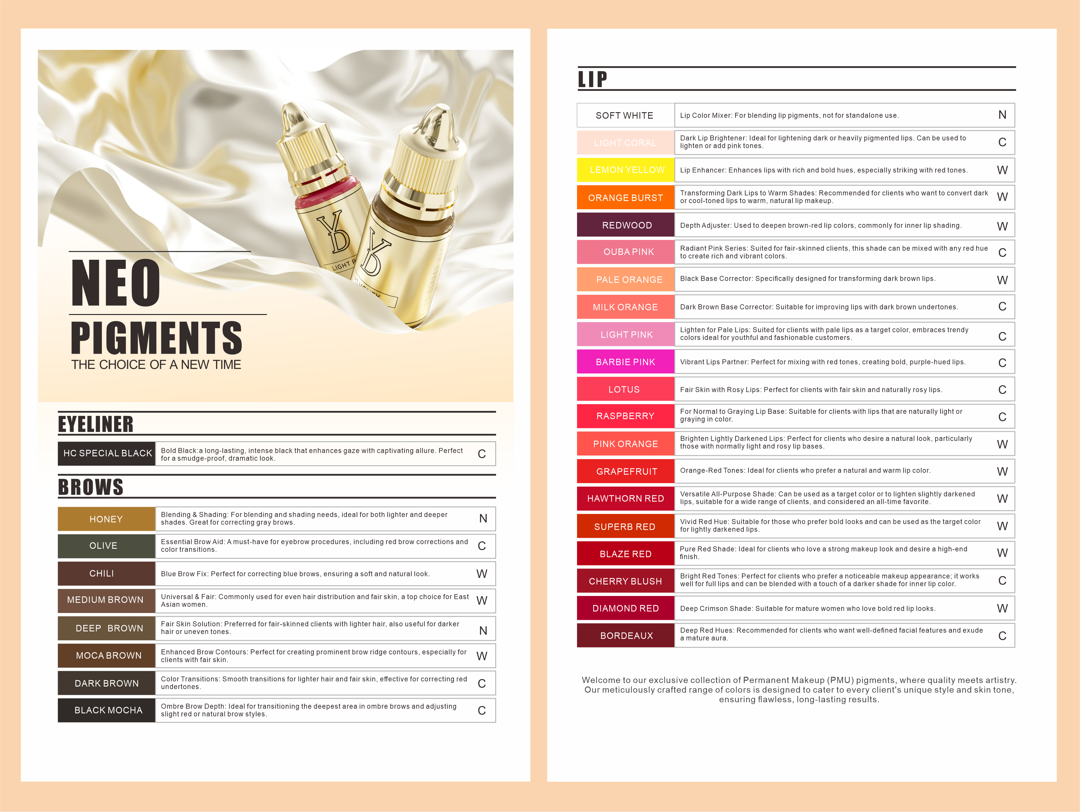 YDPMU NEO Organic Dark Brown Lip Neutralization Set - Pale Orange & Milk Orange (12ml)