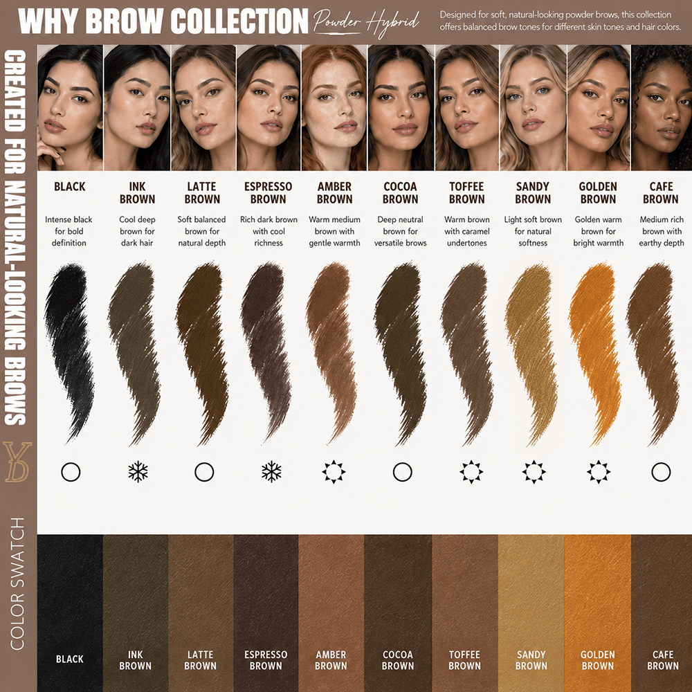 YDPMU Powder Hybrid Brow Pigments – 10 Shades (6ml)