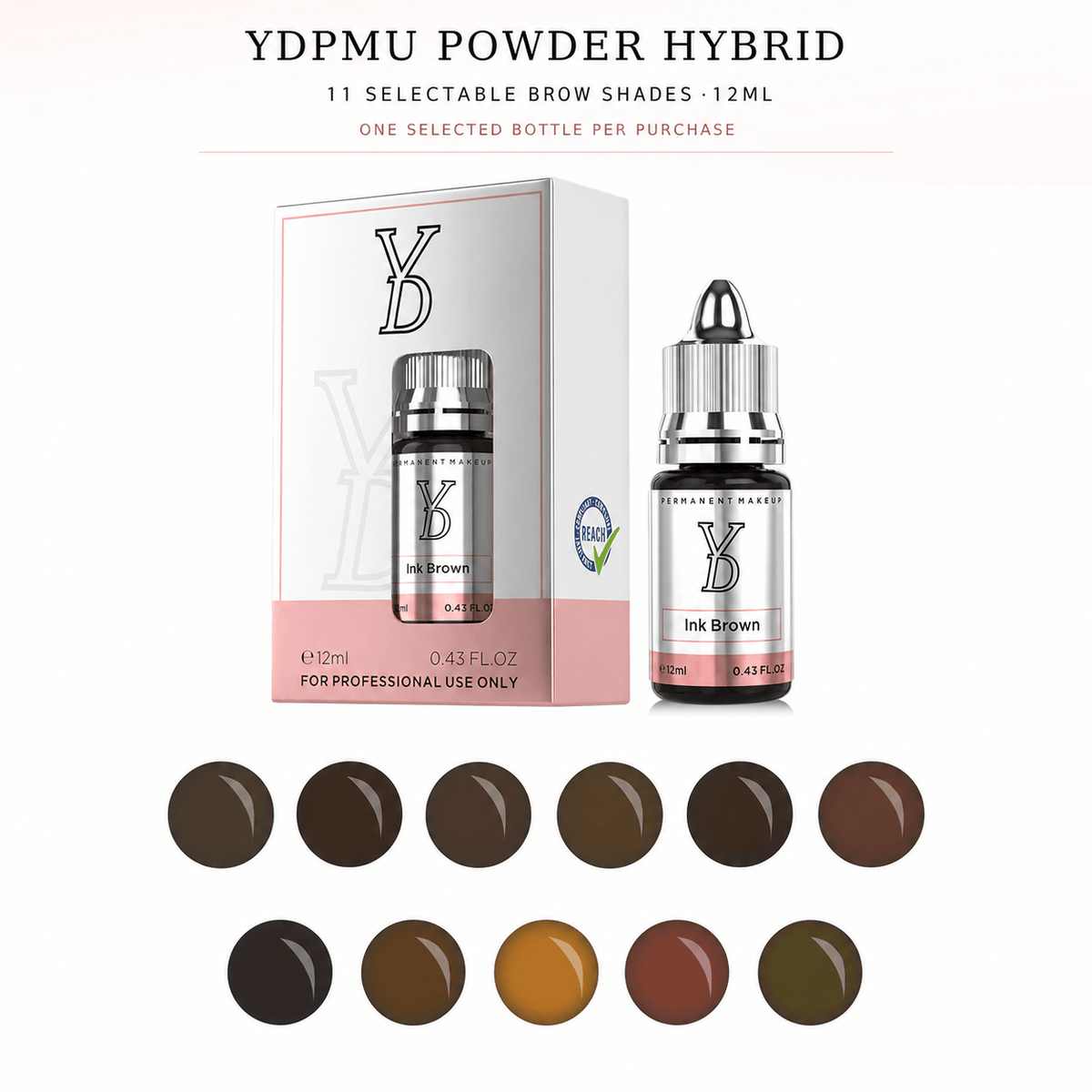 YDPMU Powder Hybrid brow pigments with 11 selectable 12ml shades