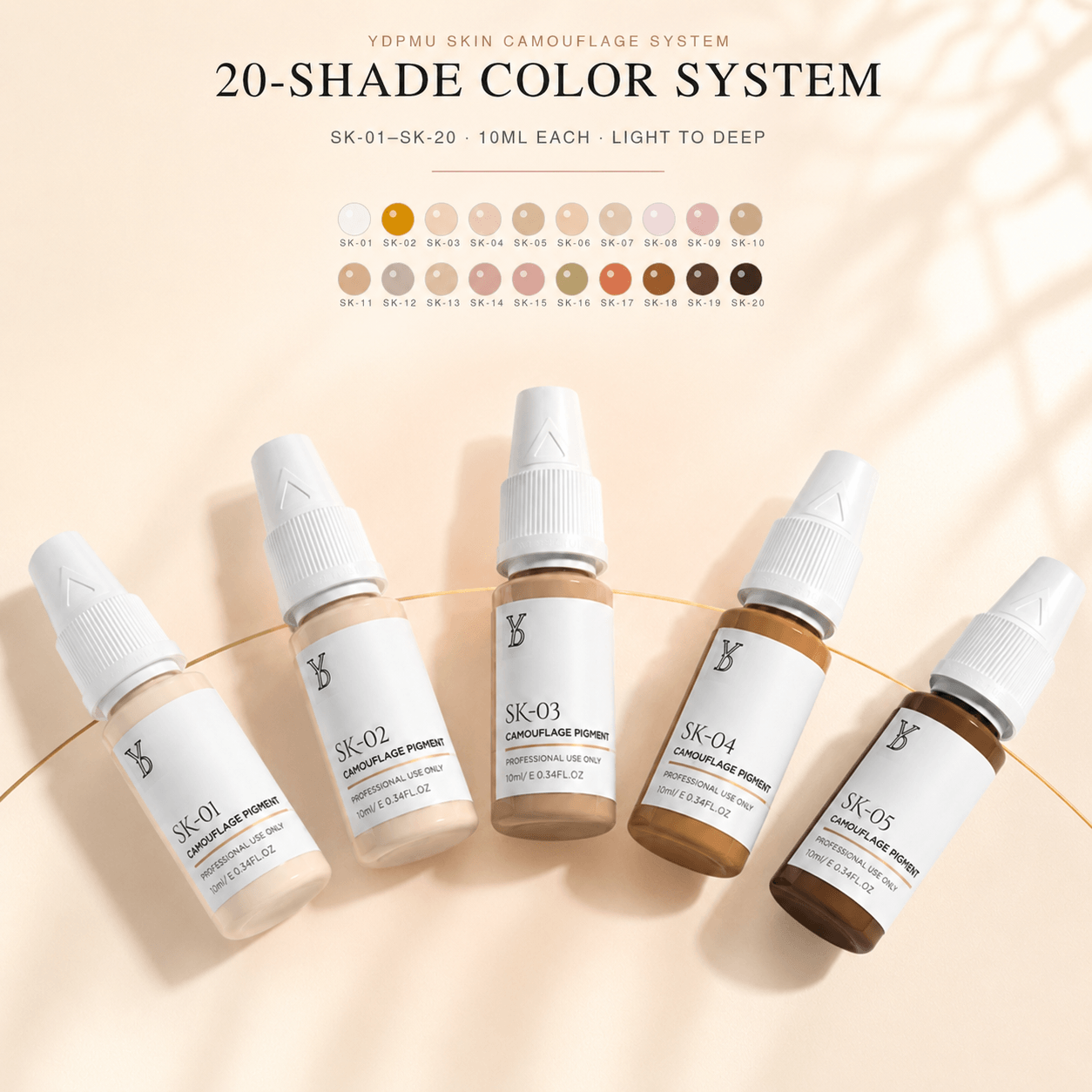YDPMU skin camouflage 20-shade pigment system from SK-01 to SK-20
