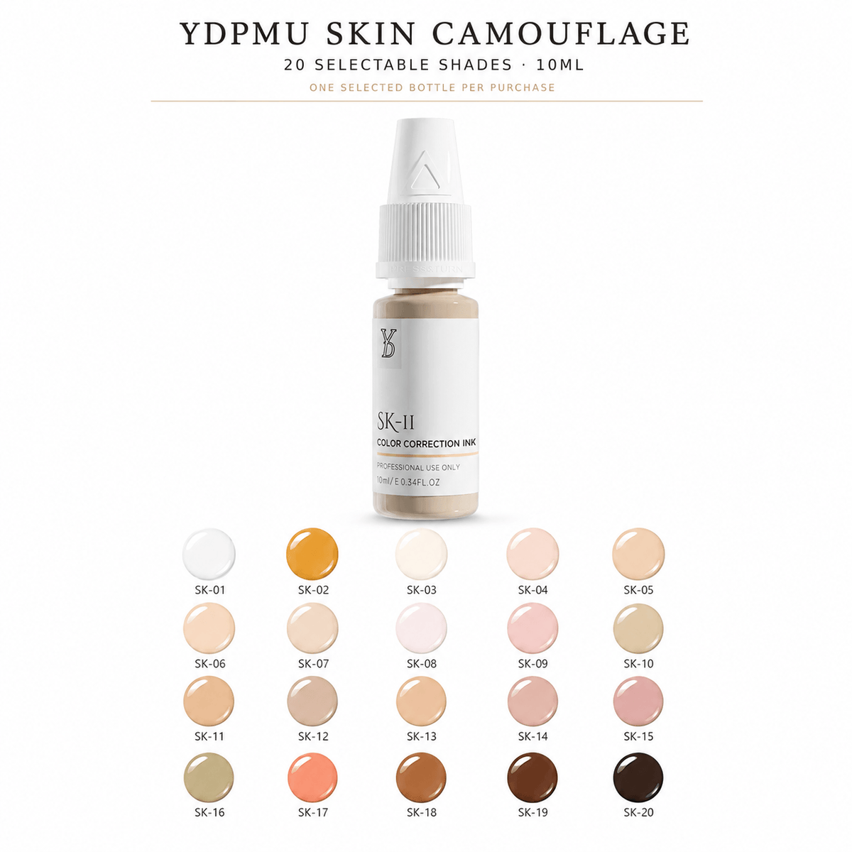 YDPMU Skin Camouflage Pigment 10ml with 20 selectable SK shades