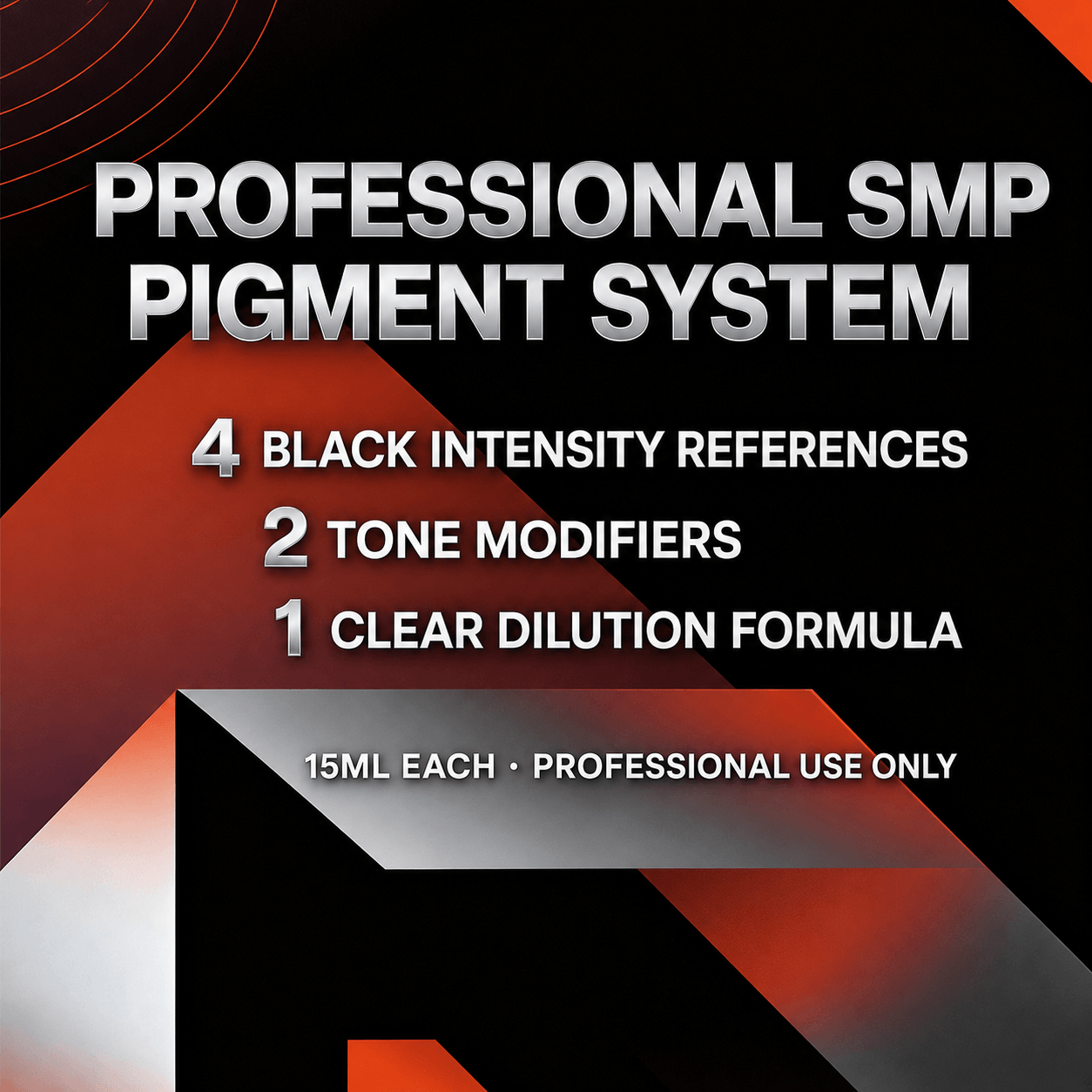 YDPMU professional SMP pigment system with four black intensity references, two tone modifiers and one dilution formula