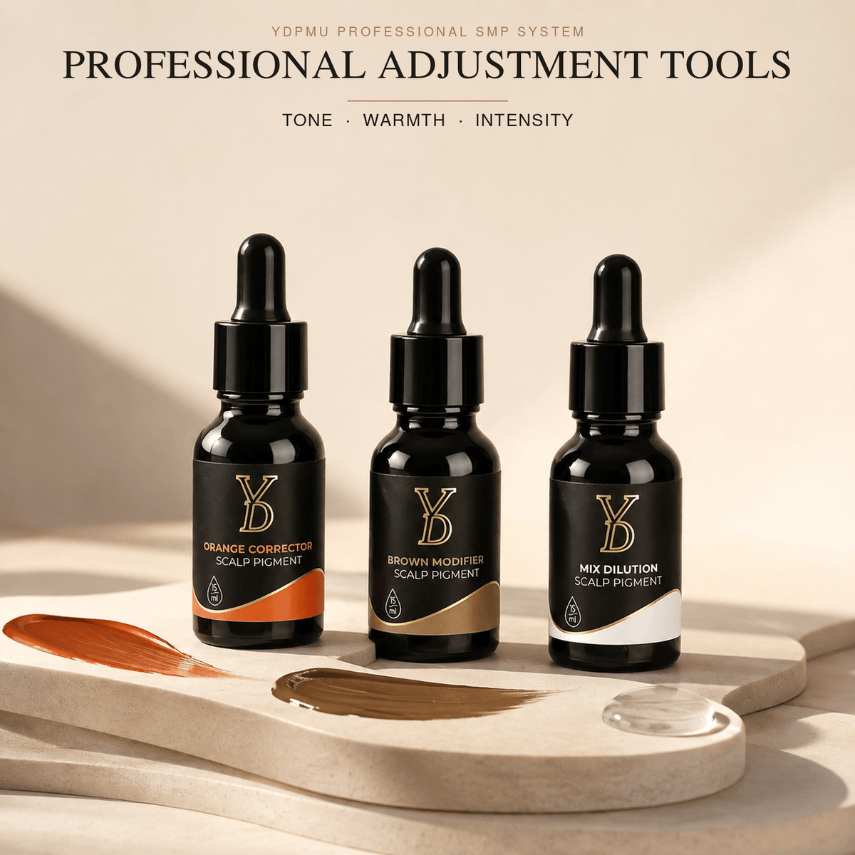 YDPMU Orange Corrector, Brown Modifier and Mix Dilution SMP adjustment formulas.