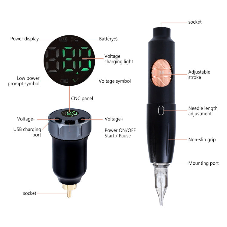 YDPMU Blink Pro Wireless Permanent Makeup Machine with 2.3-2.7mm Adjustable Stroke