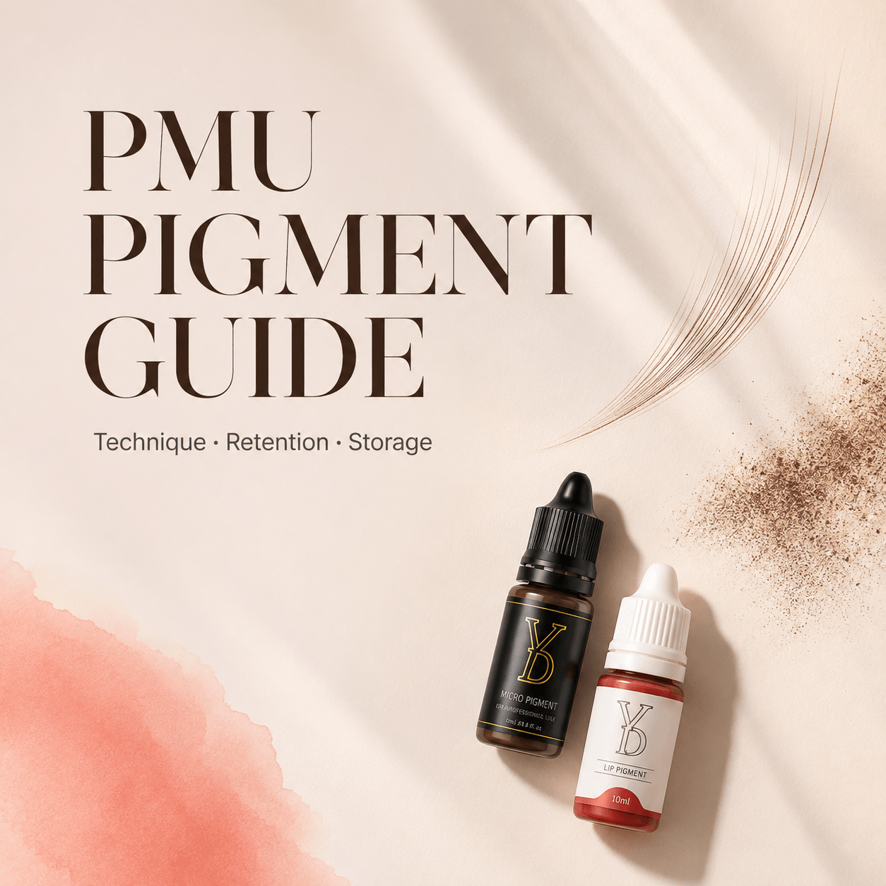 YDPMU PMU pigment guide cover with brow and lip pigments, hairstroke, powder and color wash textures