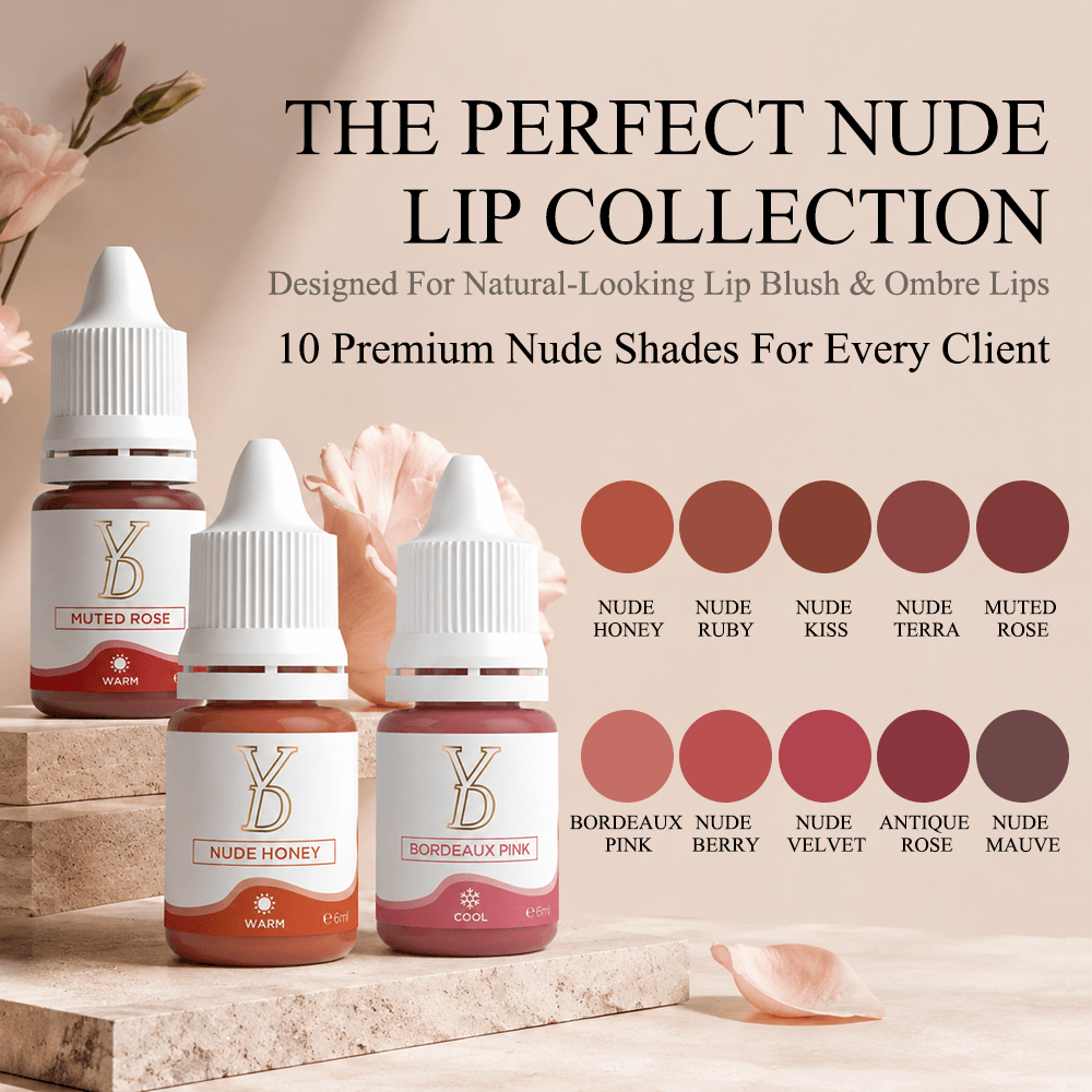 YDPMU Powder Nude Lips Pigment 6ml - 10 Nude Shades | Lip Blush & Ombre Lips PMU