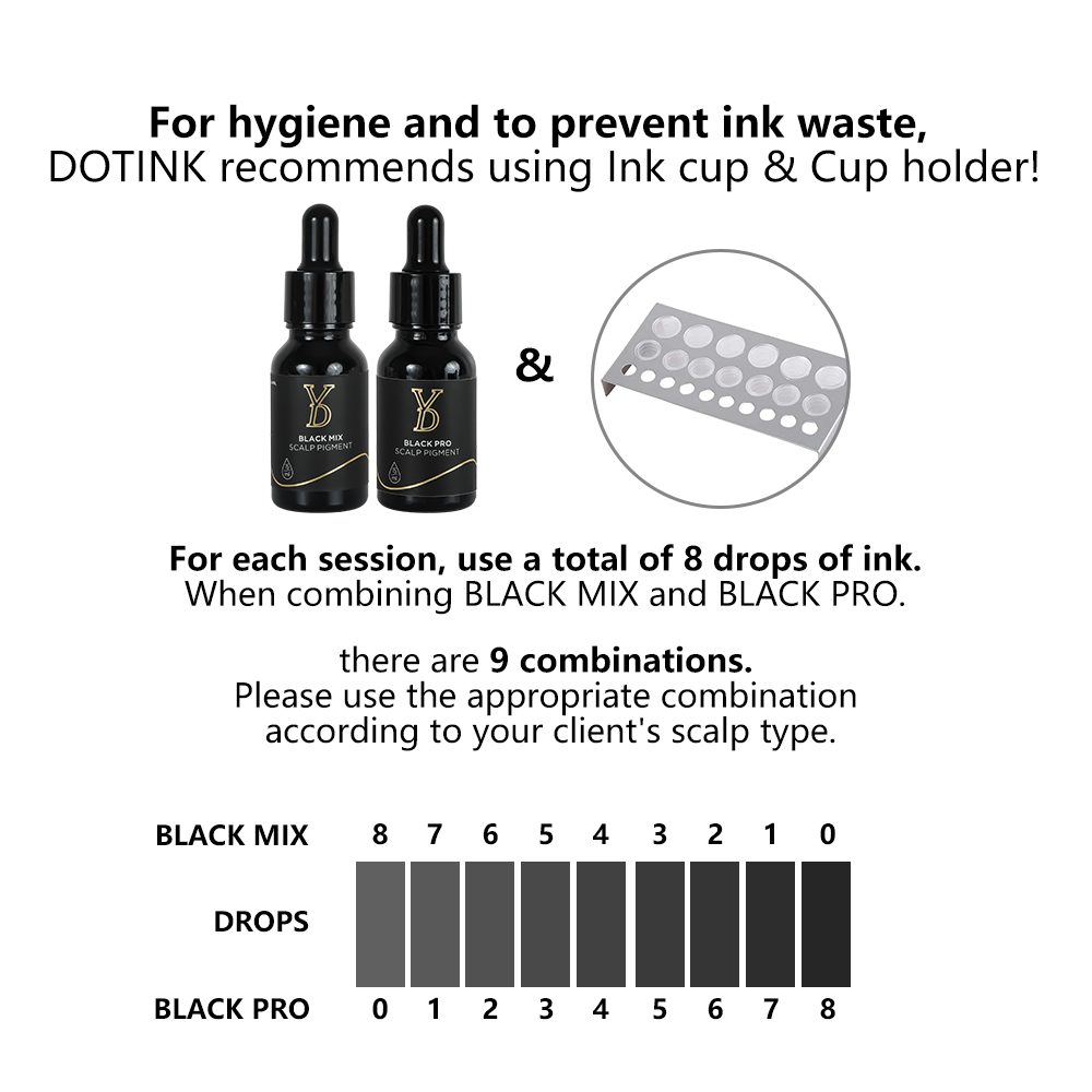 YDPMU Professional SMP Pigments 15ml — 7 Formulas | CI77266 Carbon Black | Scalp Micropigmentation