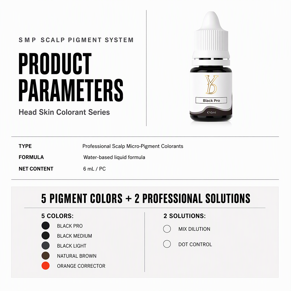 YDPMU SMP Scalp Pigment System – 5 Colors + 2 Solutions