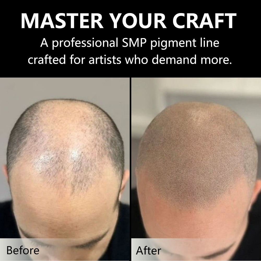 YDPMU Professional SMP Pigments 15ml — 7 Formulas | CI77266 Carbon Black | Scalp Micropigmentation