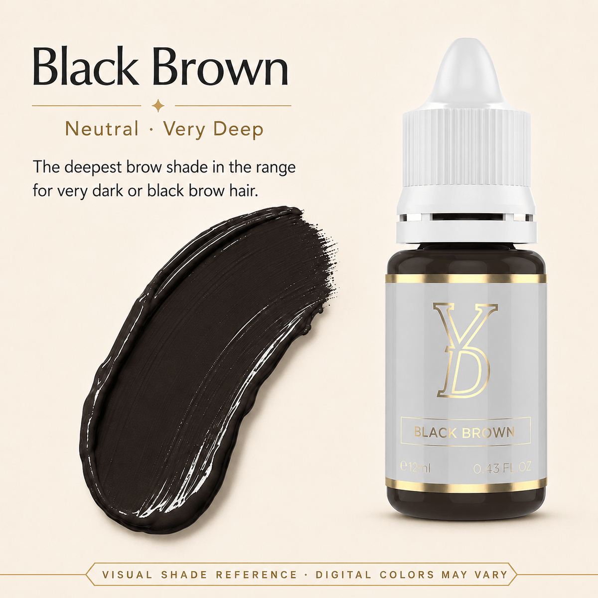 YDPMU INOCREAM Black Brown neutral very deep inorganic brow pigment with black-brown cream swatch