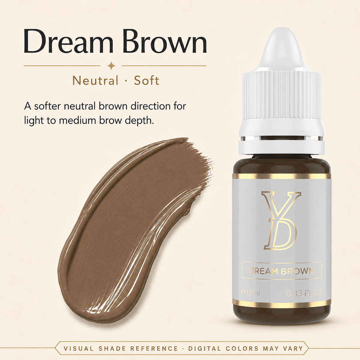 YDPMU INOCREAM Dream Brown neutral soft inorganic brow pigment with soft brown cream swatch
