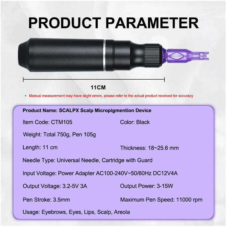YDPMU ScalpX Micropigmentation Machine Pro Permanent Makeup Machine with 3.5mm Stroke Pen