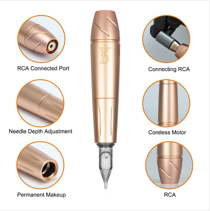 YDPMU Blink 3.0 Gold Rose Pro Permanent Makeup Machine with 3.0mm Stroke Permanent Makeup Pen