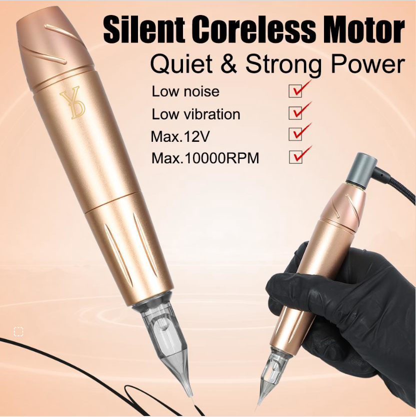 YDPMU Blink 3.0 Gold Rose Pro Permanent Makeup Machine with 3.0mm Stroke Permanent Makeup Pen