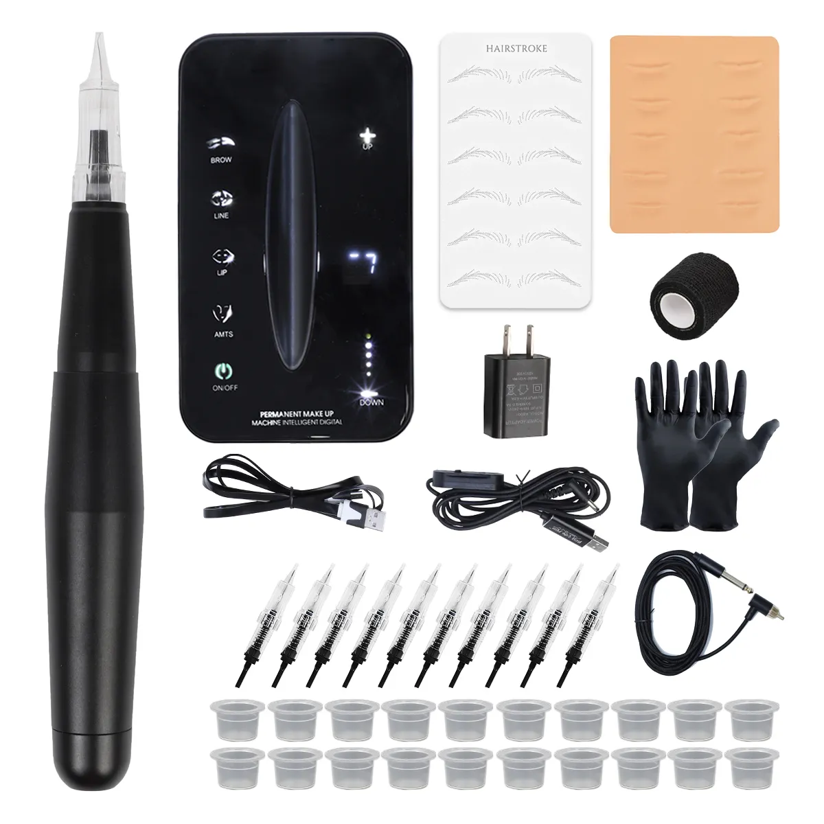 YDPMU Black Shiny Battery Permanent Makeup Machine Professional Kits
