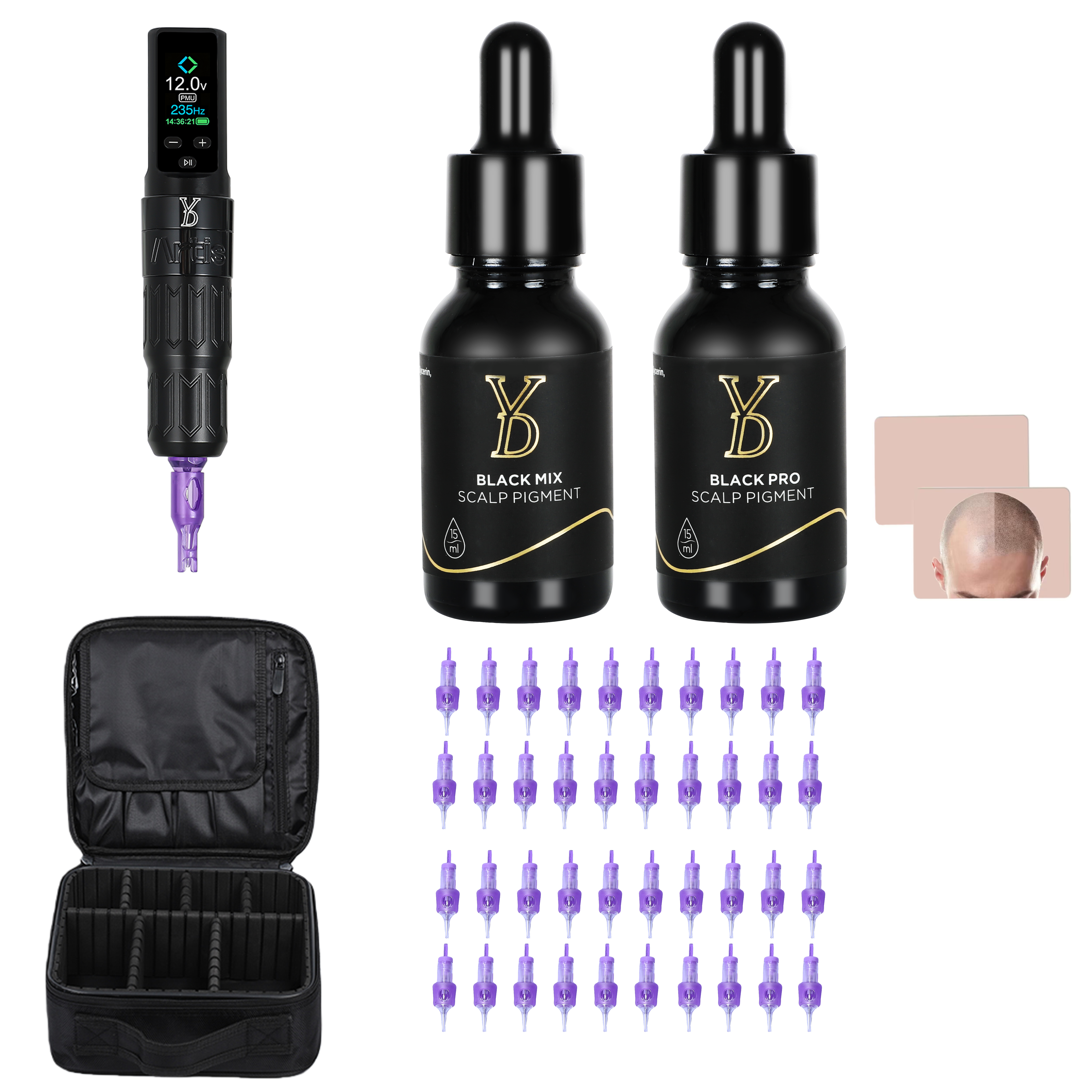 YDPMU Artis Scalp YDPMU Scalp pigments Tattoo Machine Kits With Black Pro & Mix Pigment for SMP