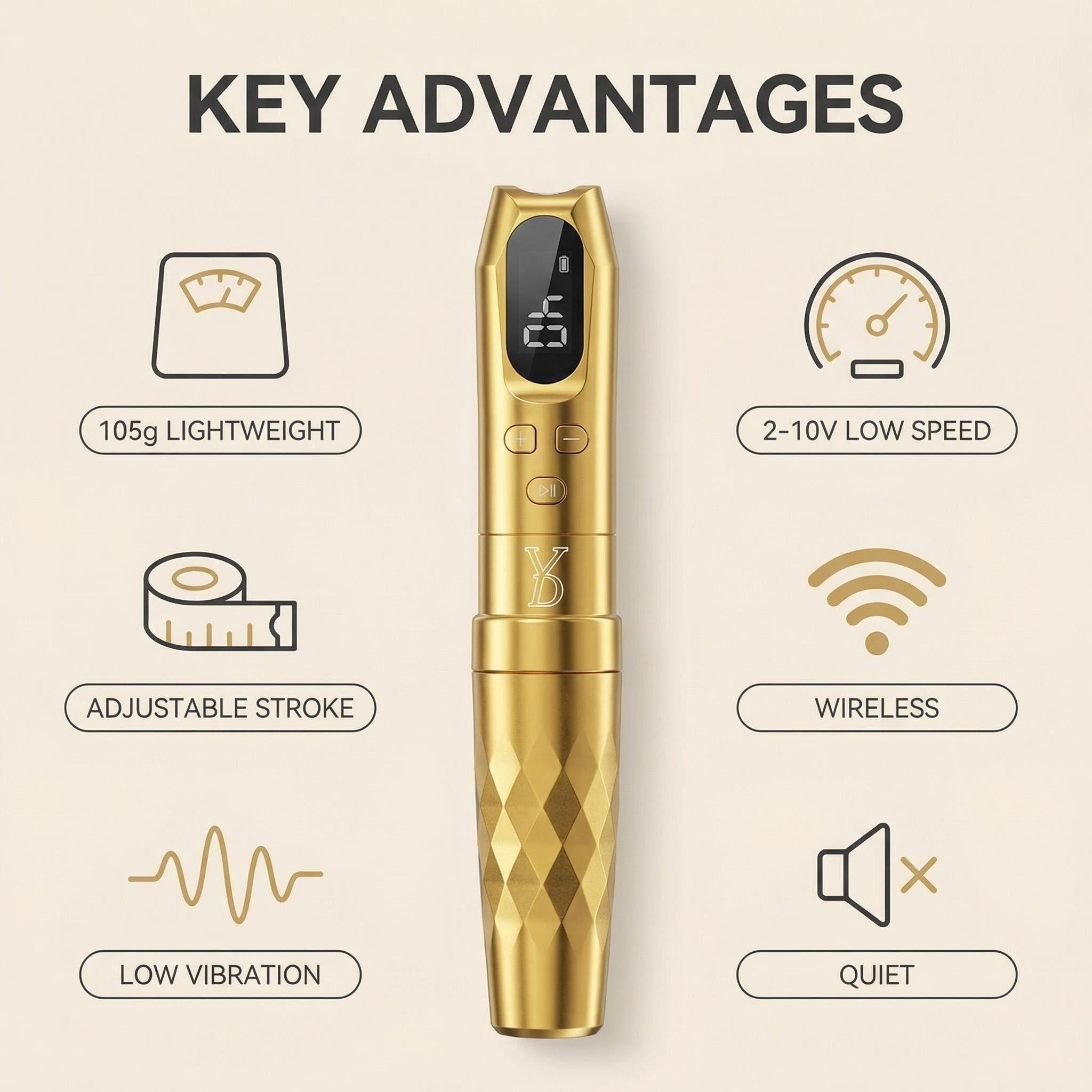 [Presale Available Around 4.10]YDPMU Miss Shine Wireless Permanent Makeup Machine with 2.5-4.0mm Adjustable Stroke