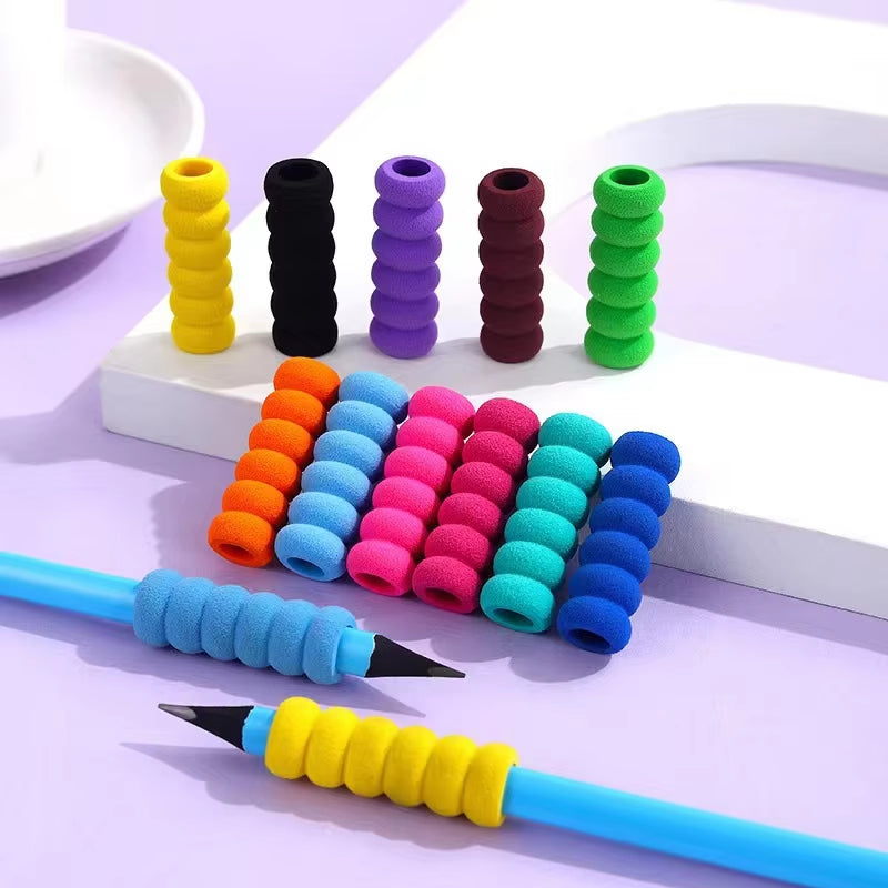 10 Pcs/bag Sponge Finger Protection Pen Holder Kids Cute Pencil Penholder Sleeve Girl Heart Prevention Cocoon Pencil Case