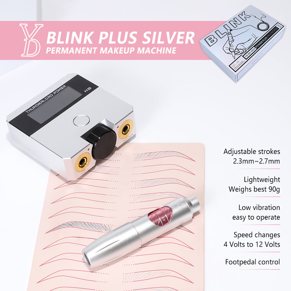 YDPMU Blink 1.0 Pro Eyebrow Machine Silver Set with 2.3-2.7mm Adjustable Stroke
