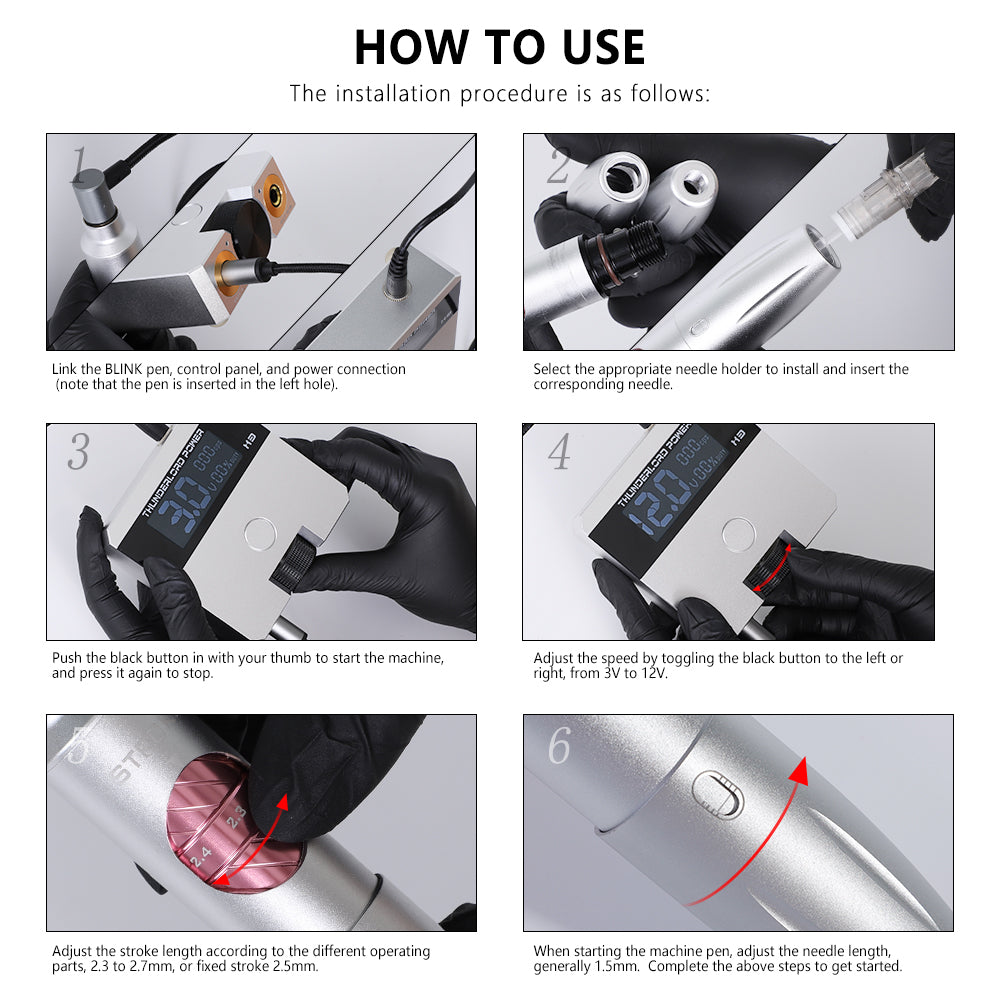 YDPMU Blink 1.0 Pro Eyebrow Machine Silver Set with 2.3-2.7mm Adjustable Stroke