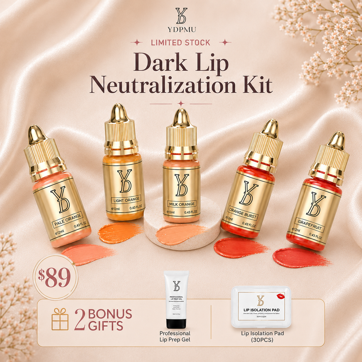 [Weekly Flash Sale]YDPMU Dark Lip Neutralization Kit – 5 × 12ml Pigments + 2 Free Gifts Ends on Aug 16th