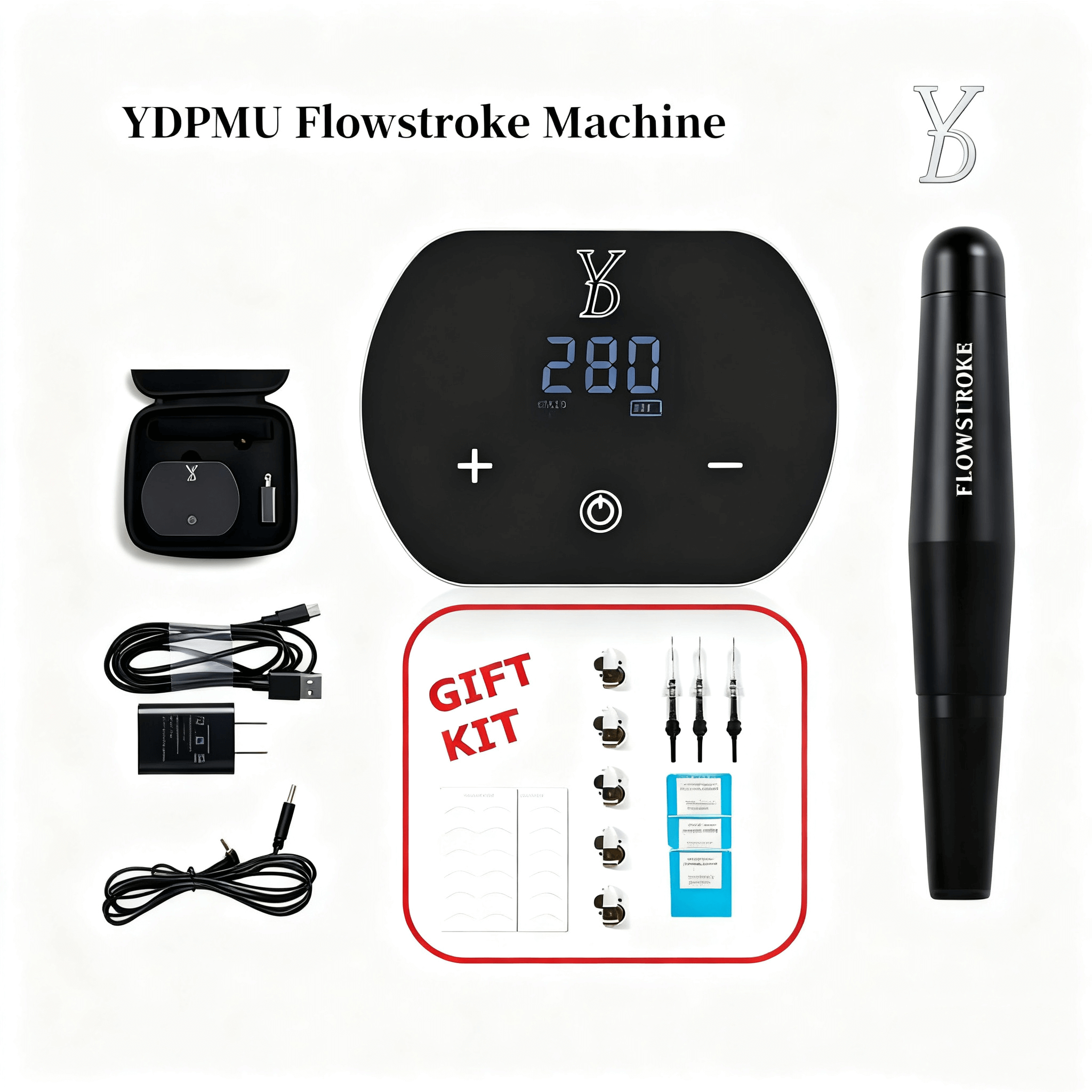 YDPMU Flowstroke Permanent Makeup Machine Kits with 14UX Flowstroke Needle
