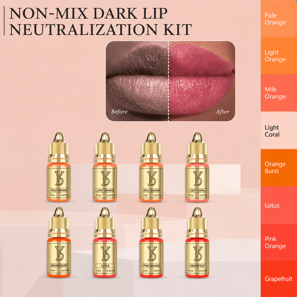[Weekly Flash Sale] YDPMU NEO Organic Dark Lip Neutralization Kit – No-Mix 8 × 12ml Pigments + 5 Free Gifts Ends on September 10th