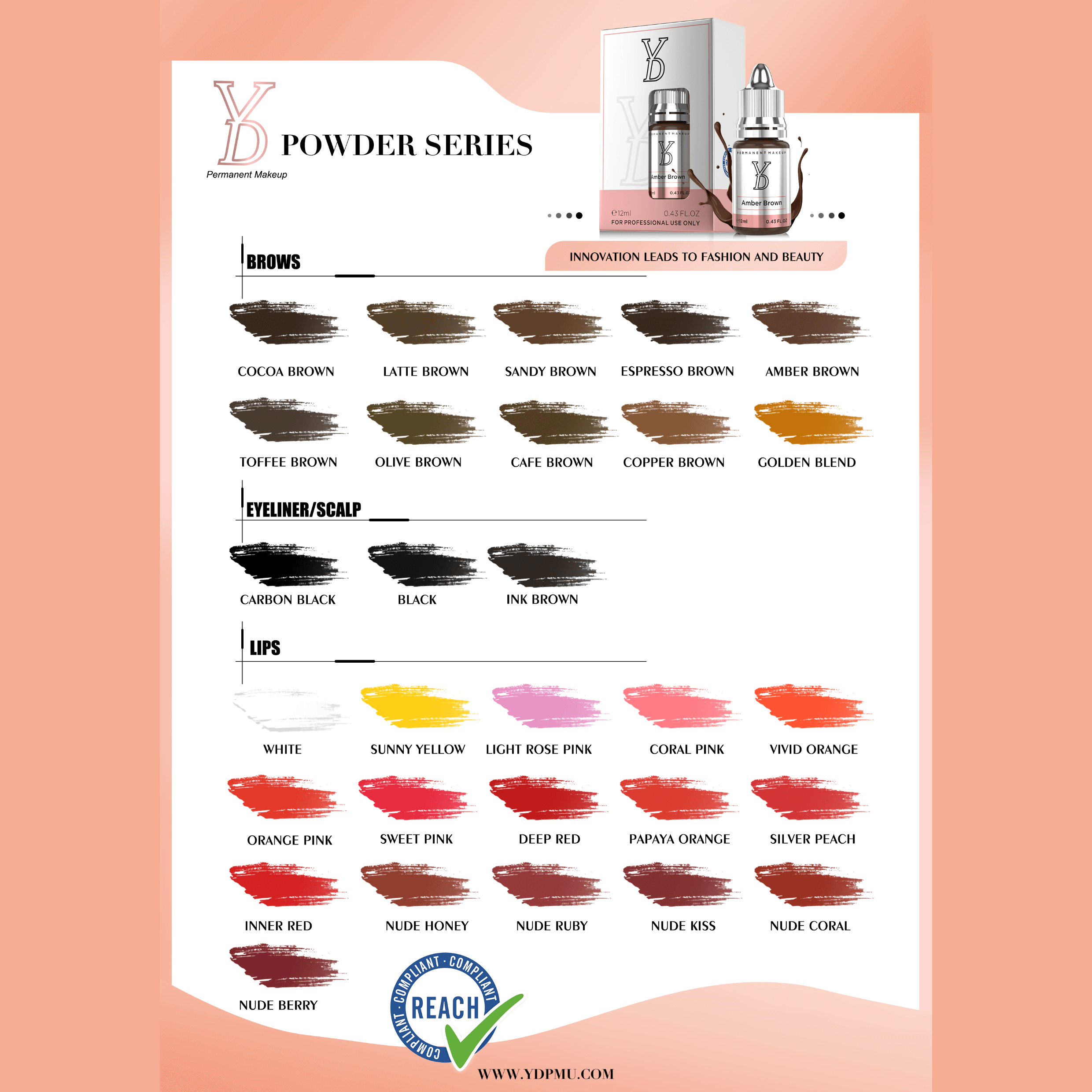 YDPMU POWDER Hybrid Liquid Pigments Sets For Hairstroke Brows
