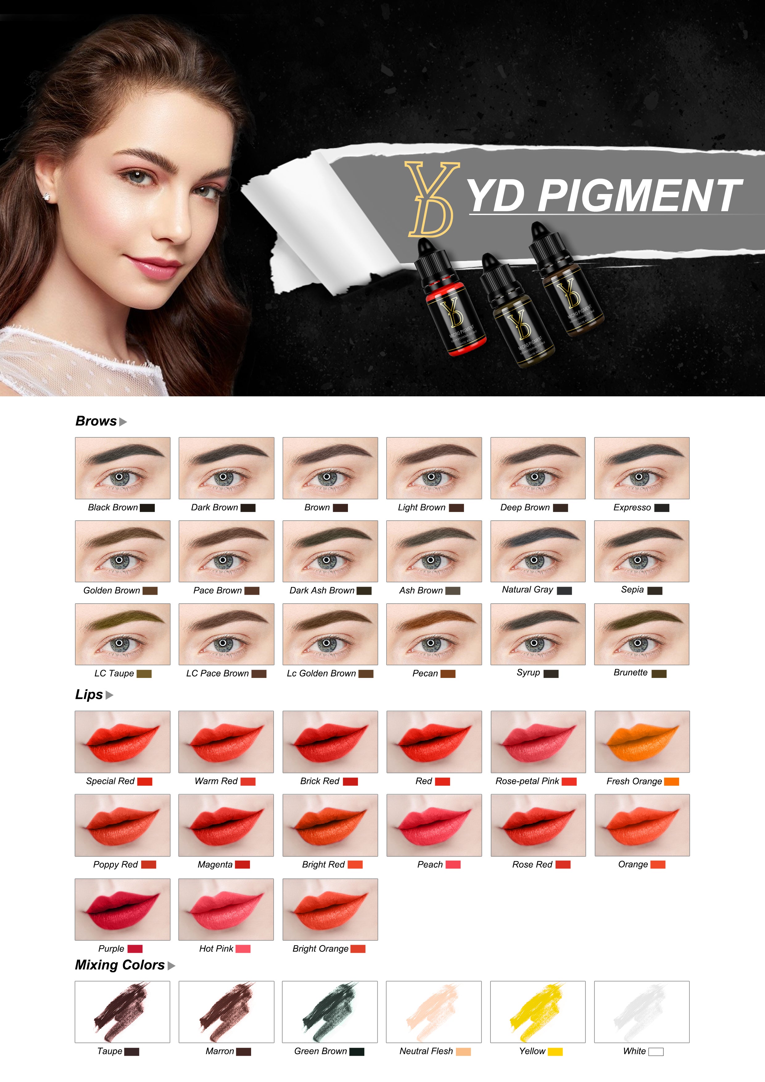 YDPMU Nano Organic Liquid Pigment for Brows - 23 Shades Available