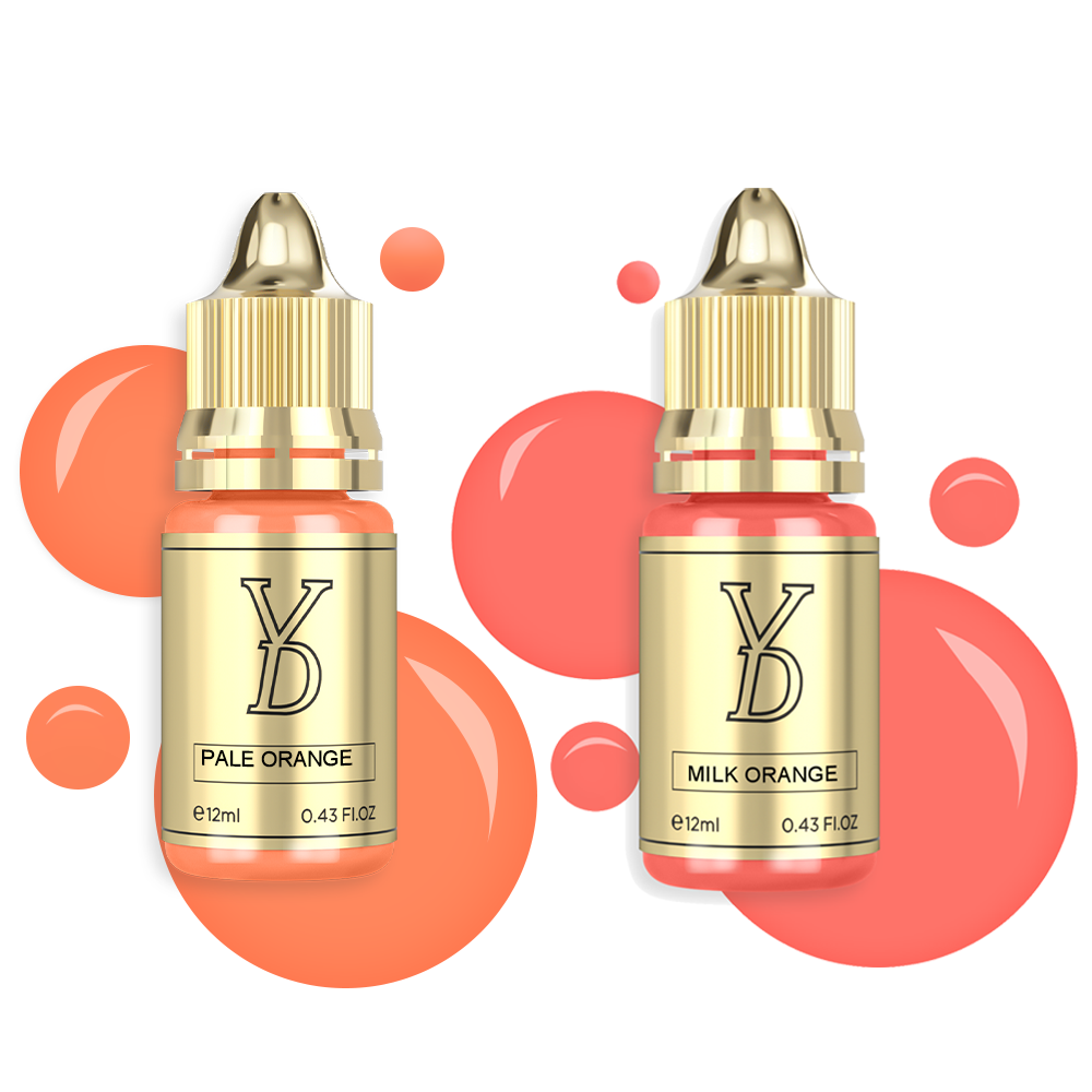 YDPMU NEO Organic Liquid Pigments Dark Brown Lips Neutralization Set 12ml Pale Orange & Milk Orange