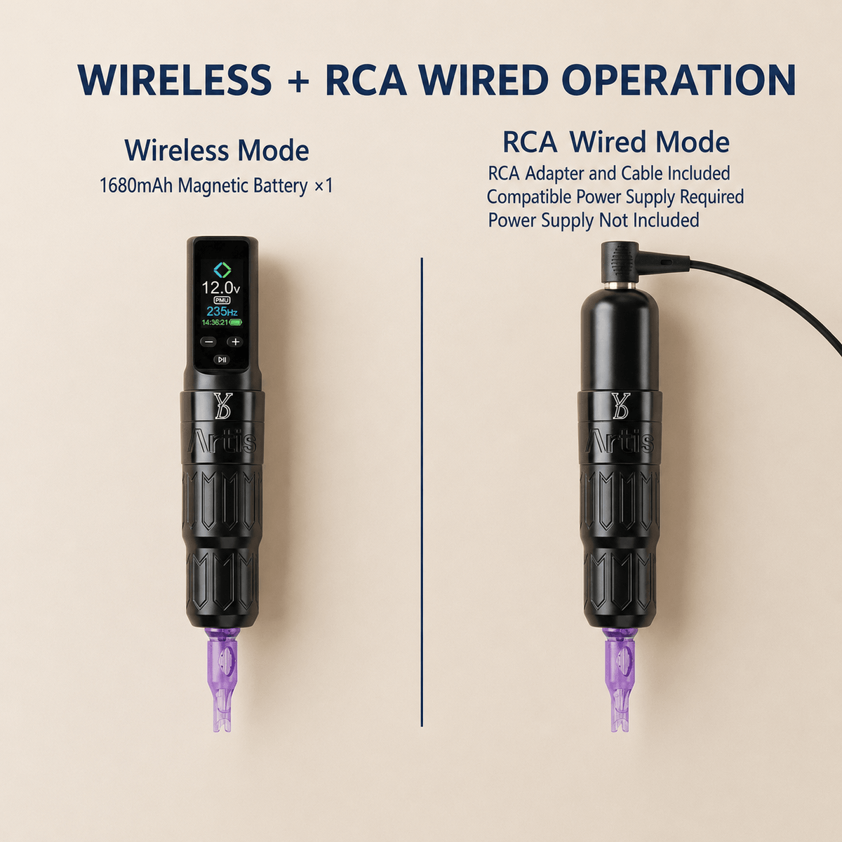 YDPMU Artis CTM113 wireless battery and RCA wired connection options