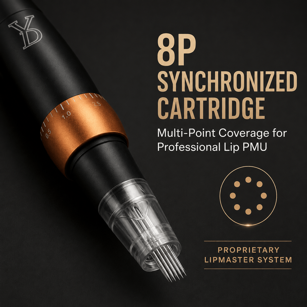 YDPMU LipMaster CTM107 proprietary 8P synchronized cartridge for professional lip PMU coverage